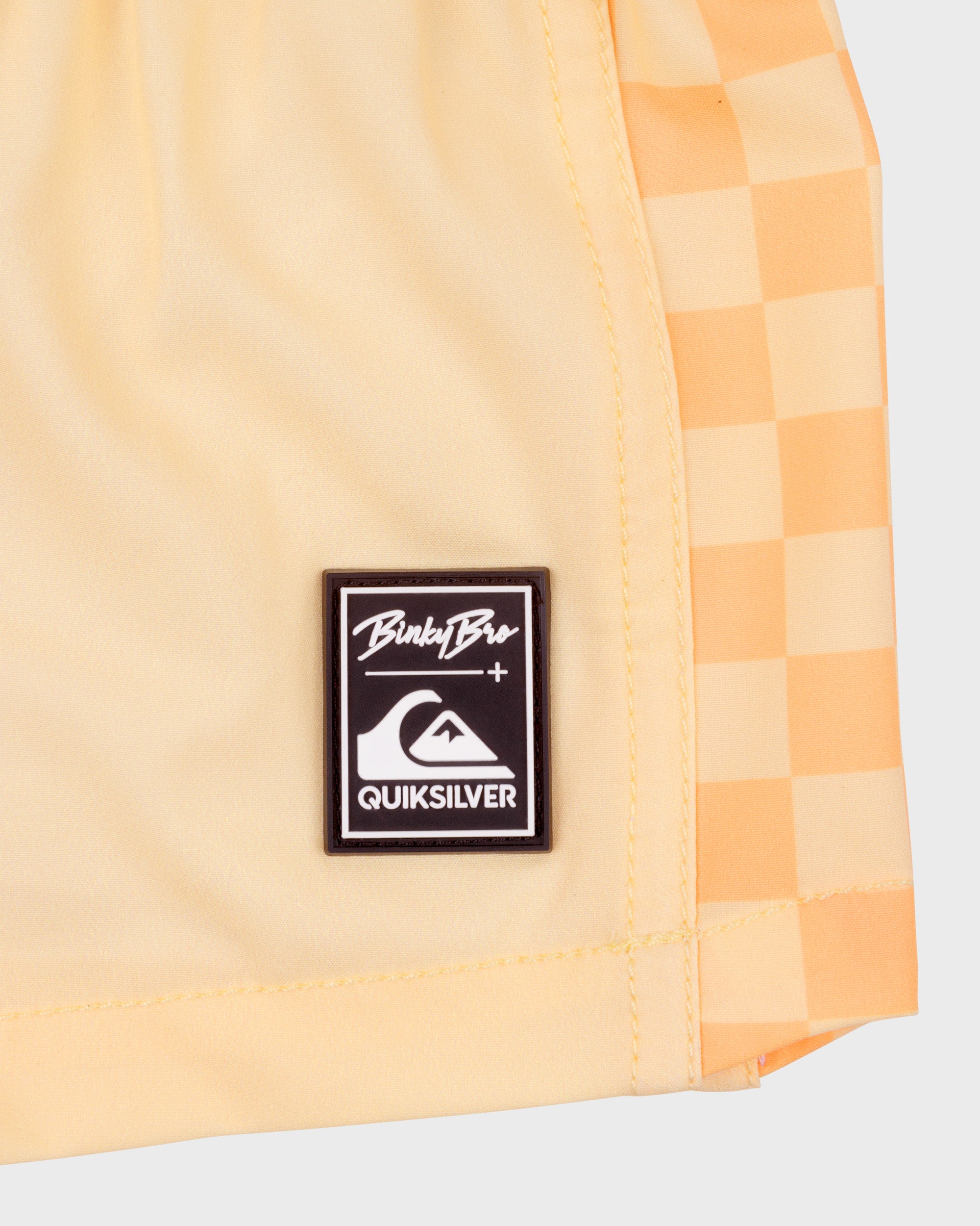 BinkyBro x Quiksilver Checkers Peach Swim Trunks - Image 4