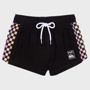 BinkyBro x Quiksilver Checkers Black Swim Trunks