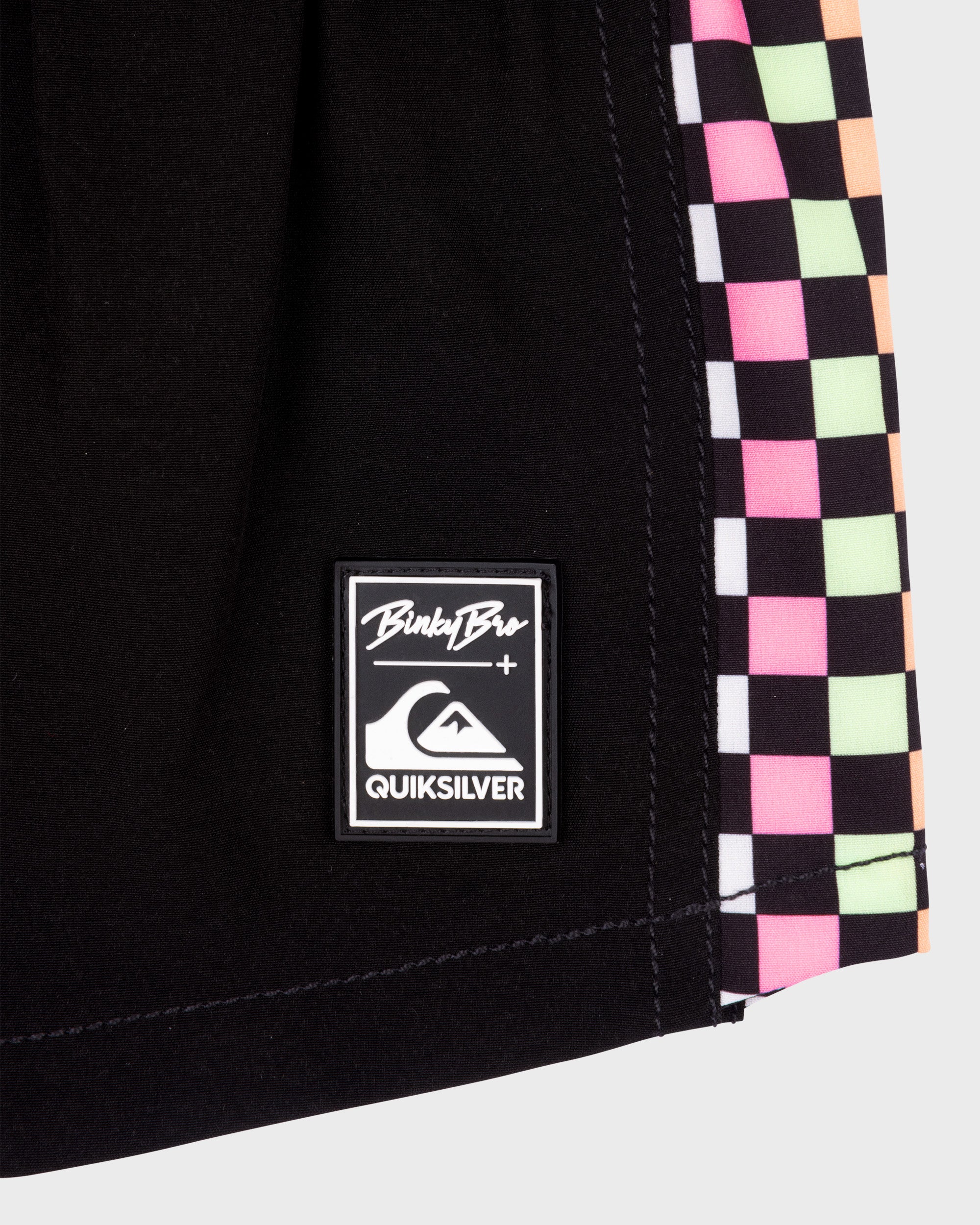 BinkyBro x Quiksilver Checkers Black Swim Trunks - Image 4