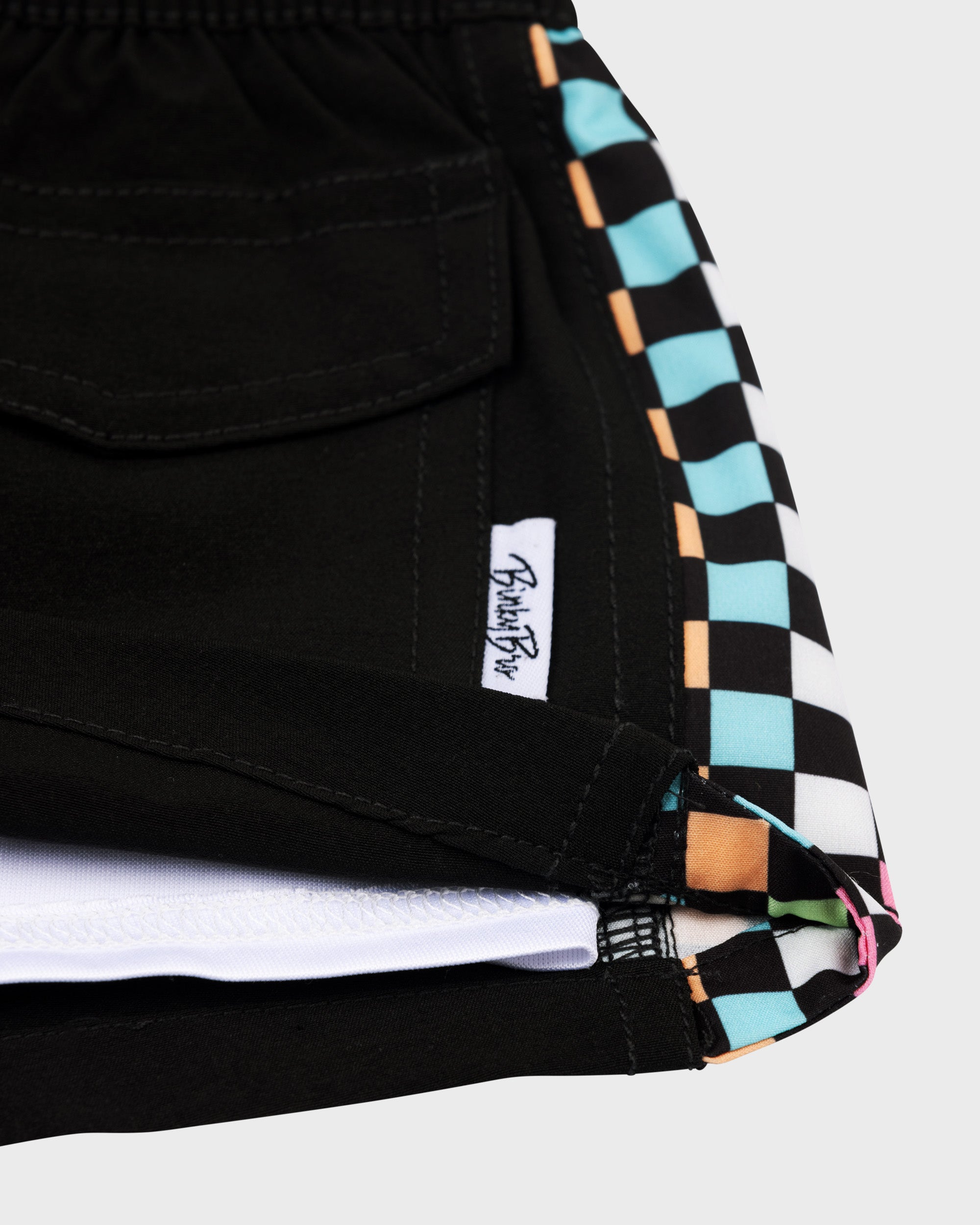 BinkyBro x Quiksilver Checkers Black Swim Trunks - Image 5