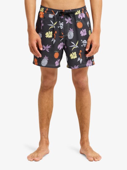 One Piece Printed 16 Elastic Waist Boardshorts - Phantom Opqs Gomu No Mi