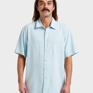 Waterman Tahiti Palms Premium Anti-Wrinkle Shirt - Sterling Blue