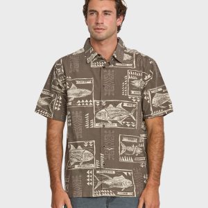 Waterman Block Fish Short Sleeve Shirt - Coconut