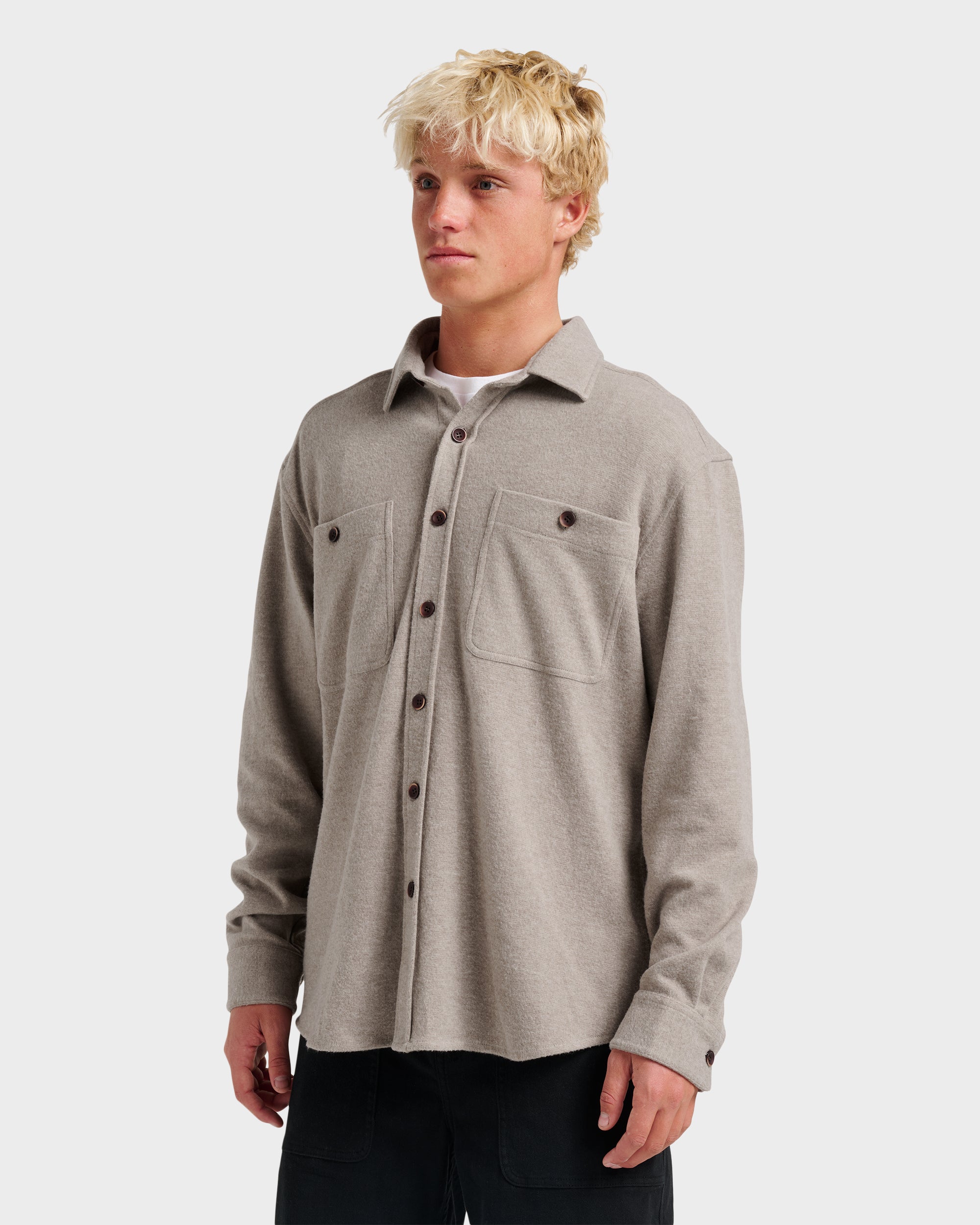 Waterman Harvest Flannel Shirt - Taupe Heather - Image 3