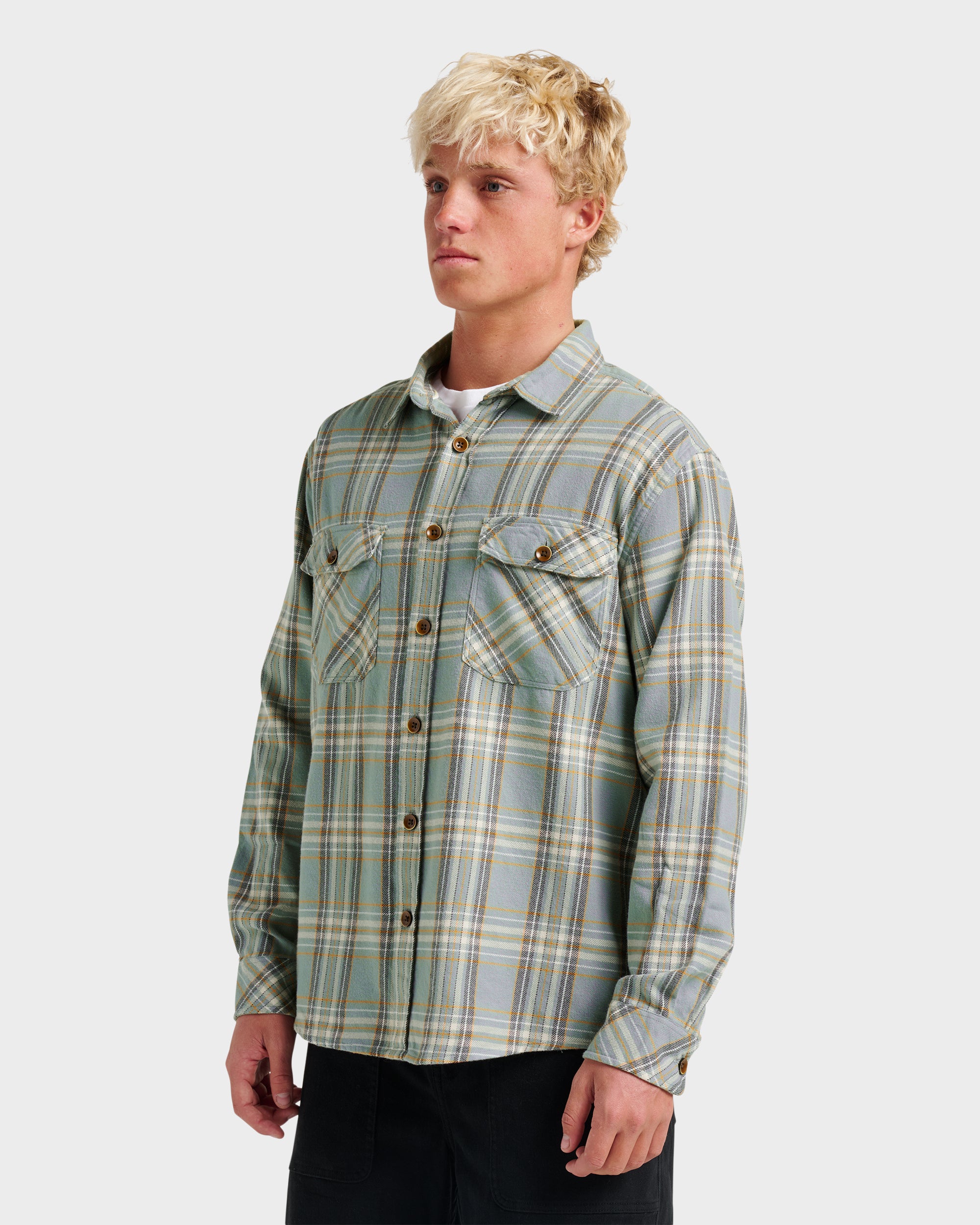 Waterman Bodie Flannel Shirt - Chinois Green - Image 3
