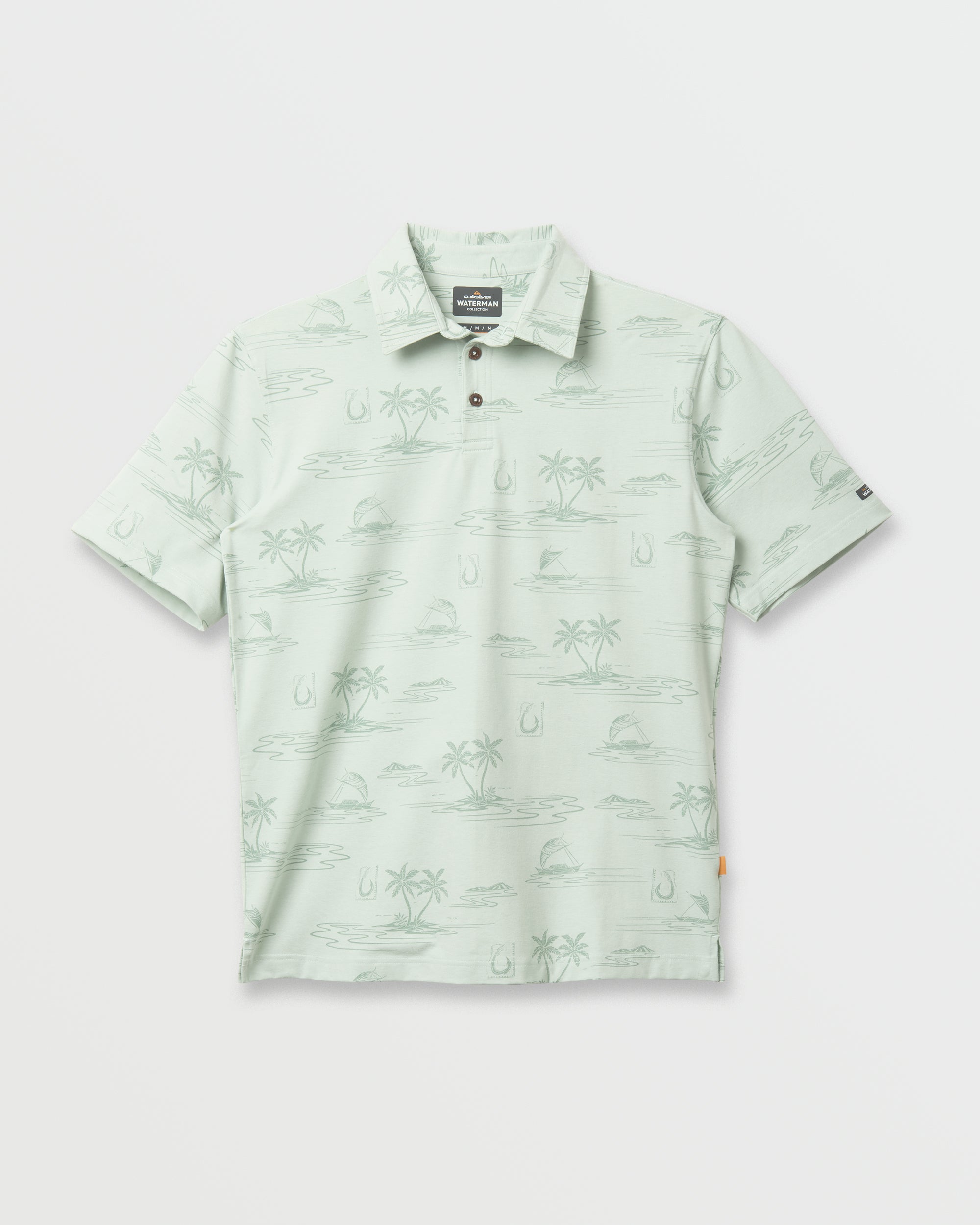 Waterman Island Daze Polo T-Shirt - Smoke Heahter - Image 5