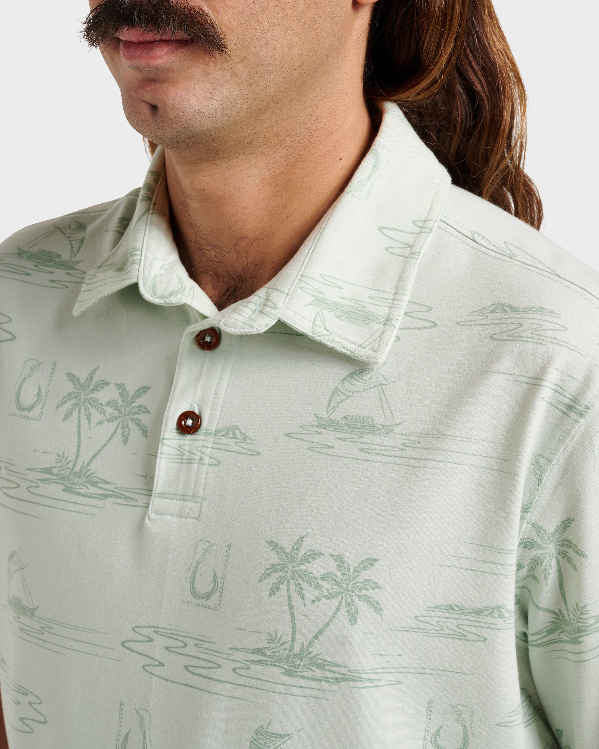 Waterman Island Daze Polo T-Shirt - Smoke Heahter - Image 4