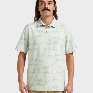Waterman Island Daze Polo T-Shirt - Smoke Heahter