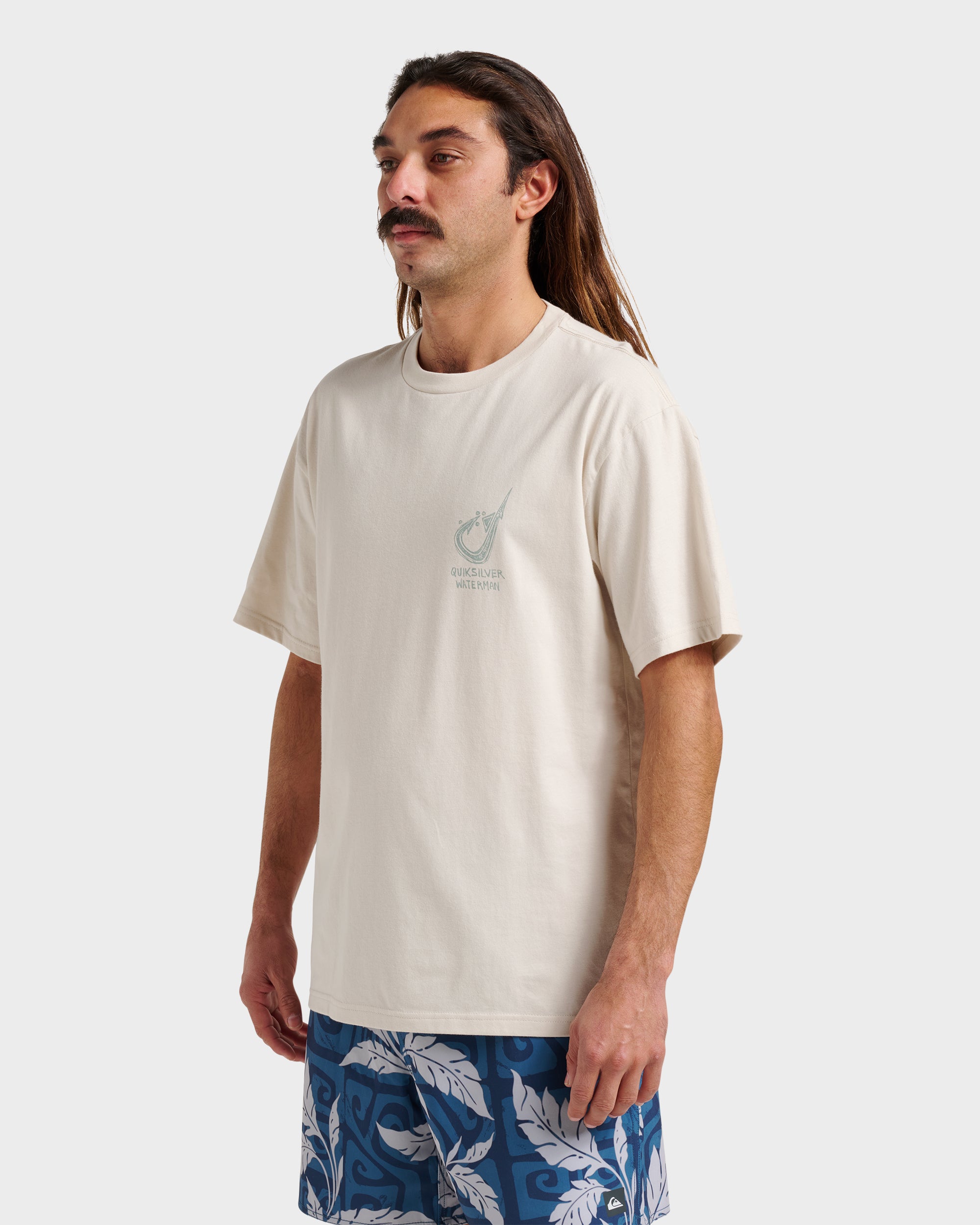 Waterman Hooked On Classic T-shirt - Moonbeam - Image 3