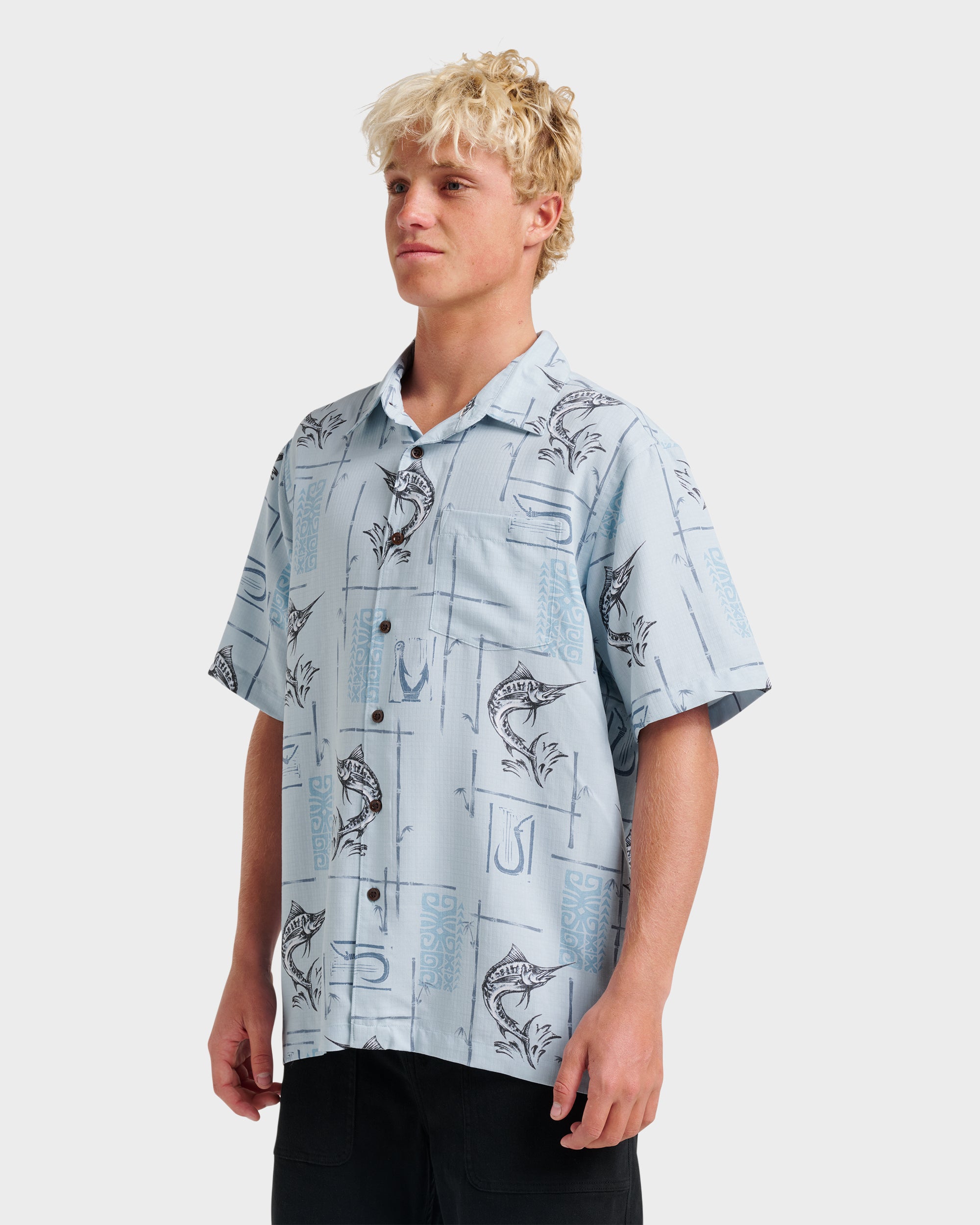 Waterman Big Day Short Sleeve Shirt - Ashley Blue - Image 3