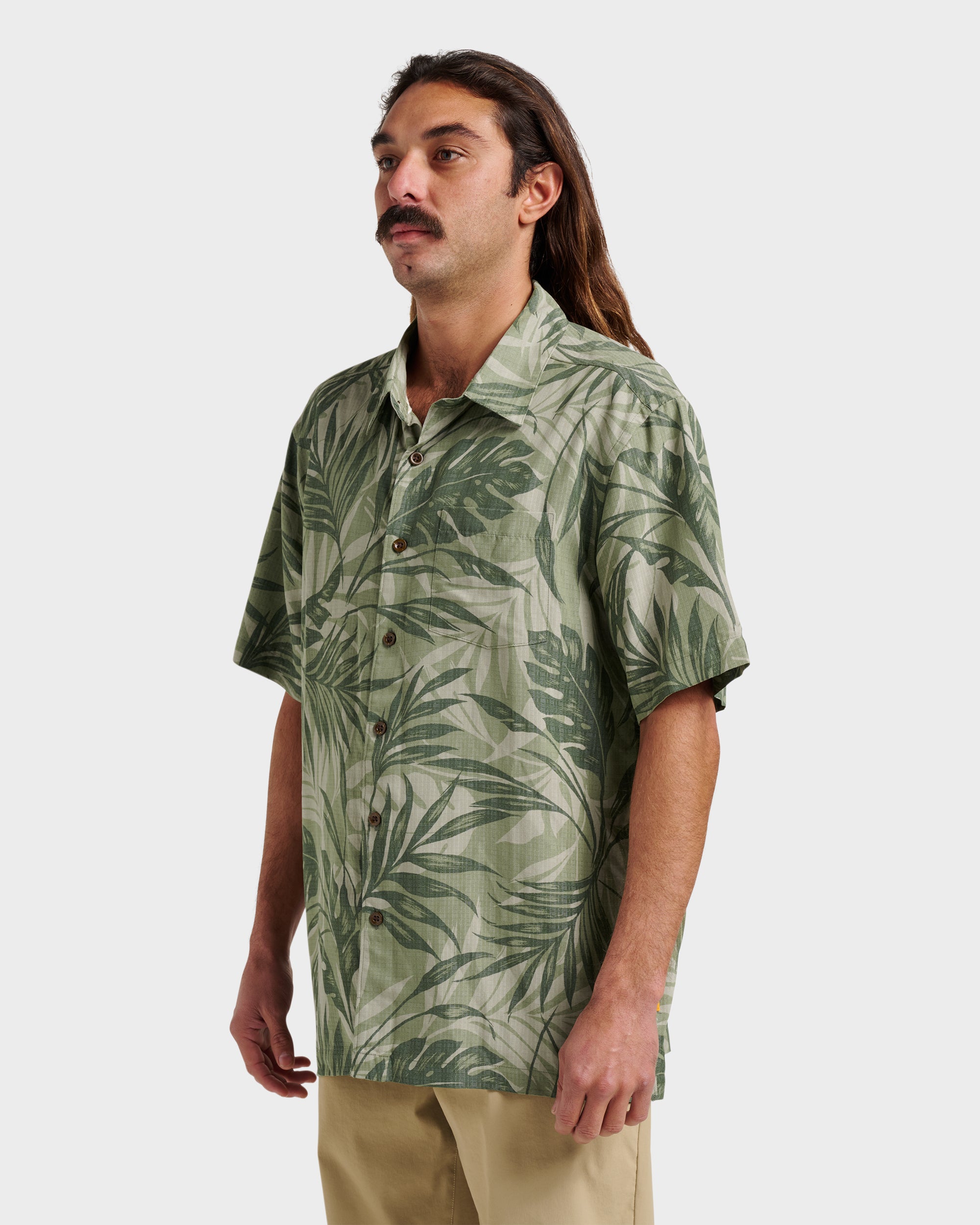 Waterman Botanical Short Sleeve Shirt - Dark Green - Image 3
