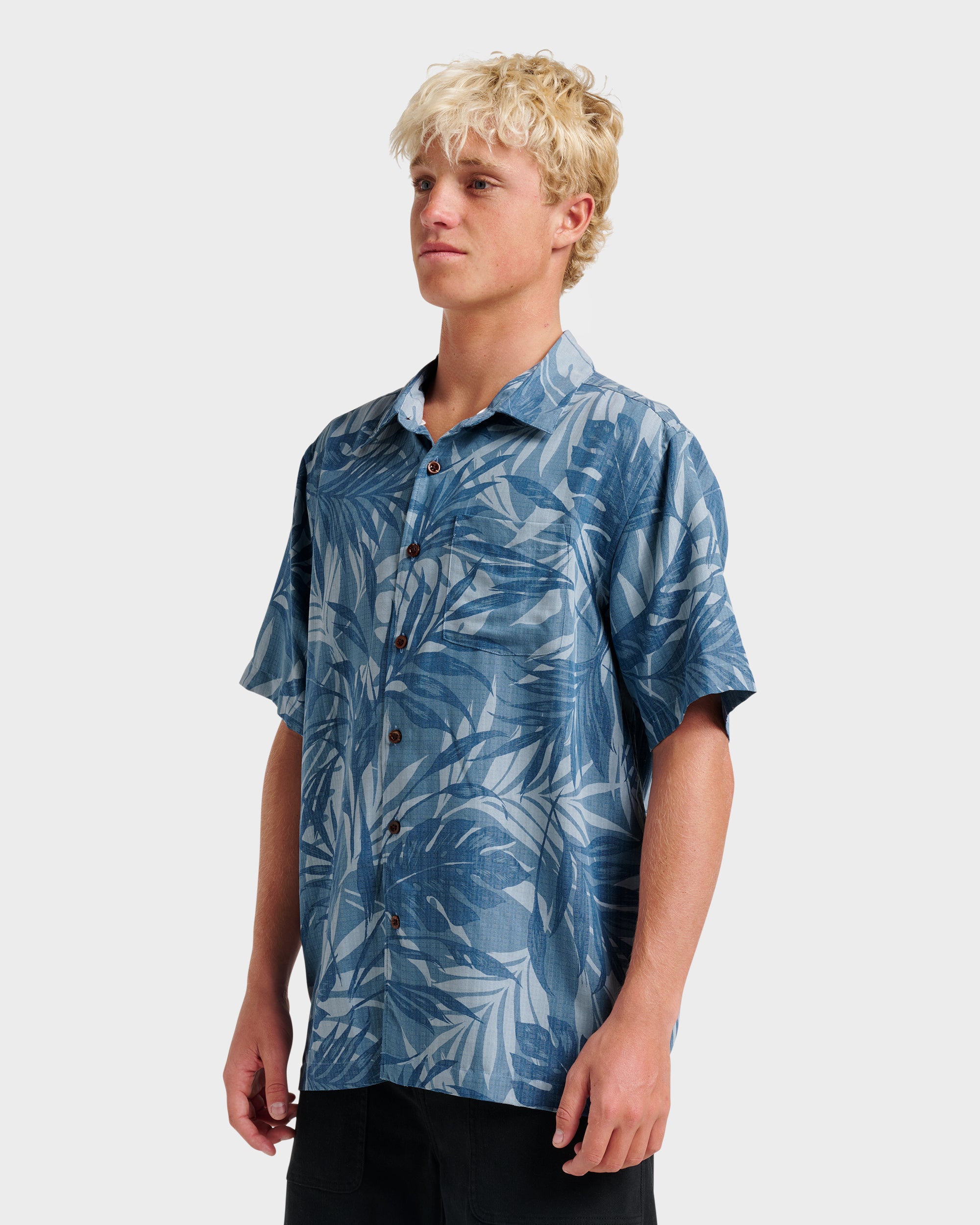 Waterman Botanical Short Sleeve Shirt - Midnight Navy - Image 3
