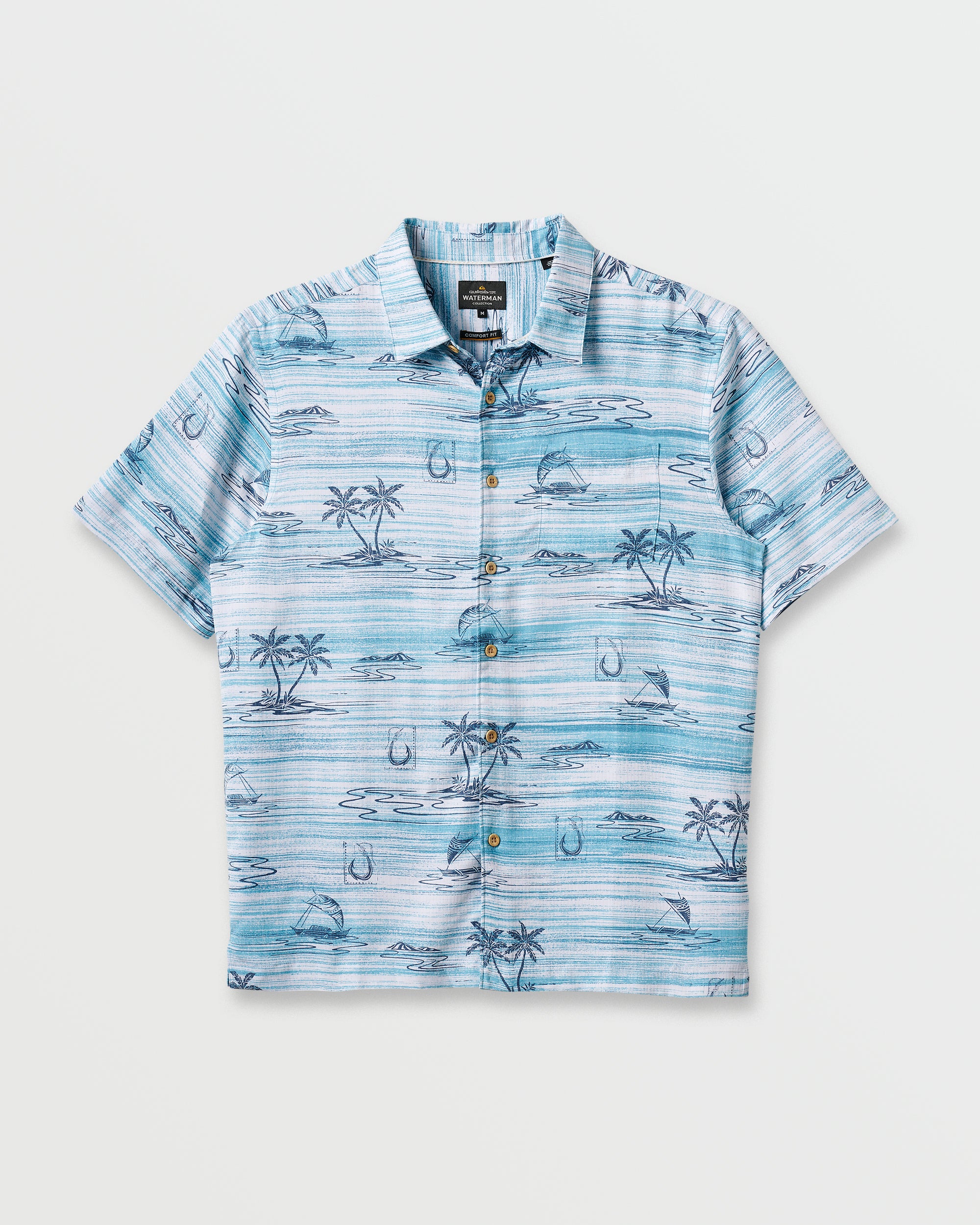 Waterman Island Daze Short Sleeve Shirt - Aqua Sea - Image 5