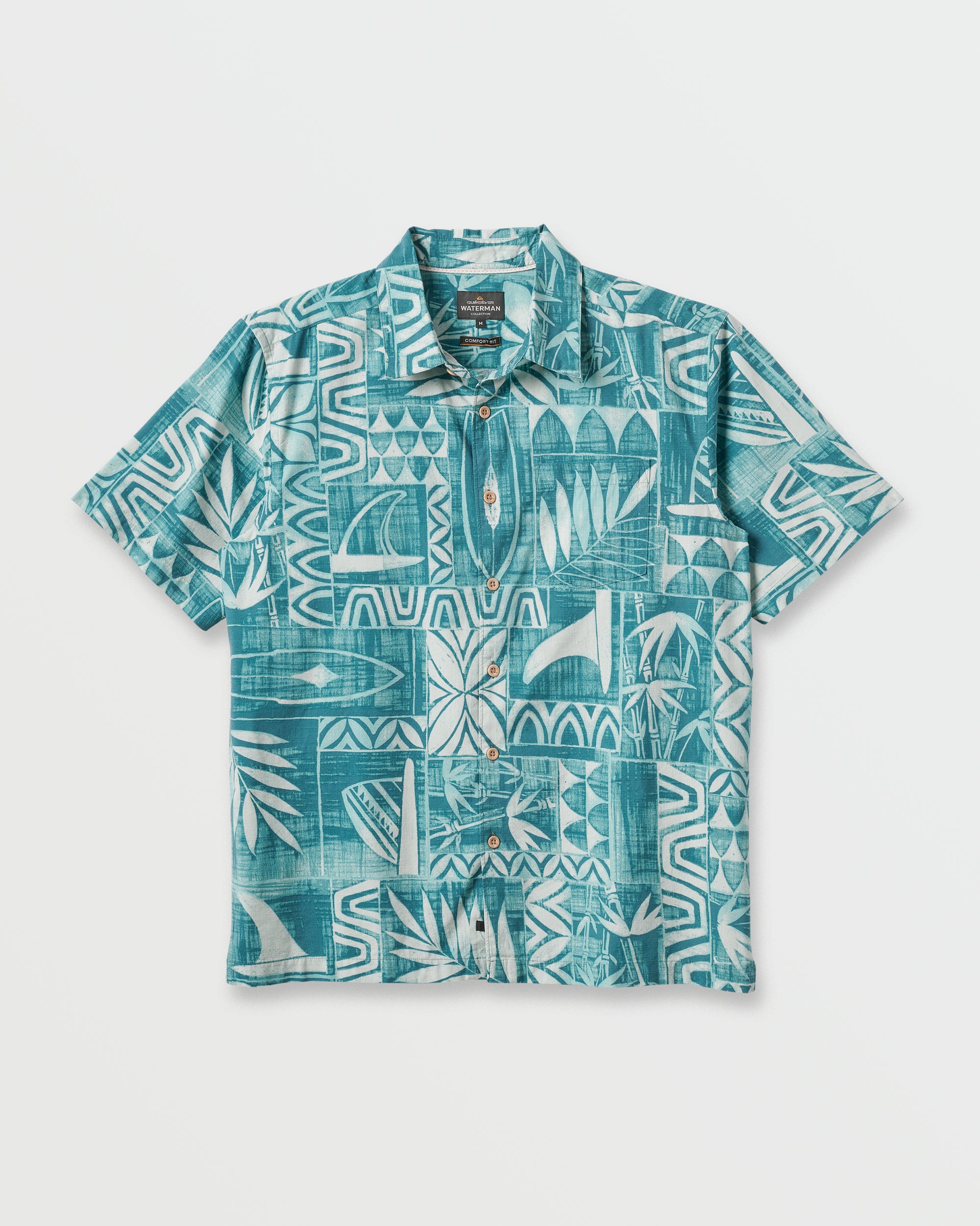 Waterman Talk Story Short Sleeve Shirt - Aqua Sea - Image 5