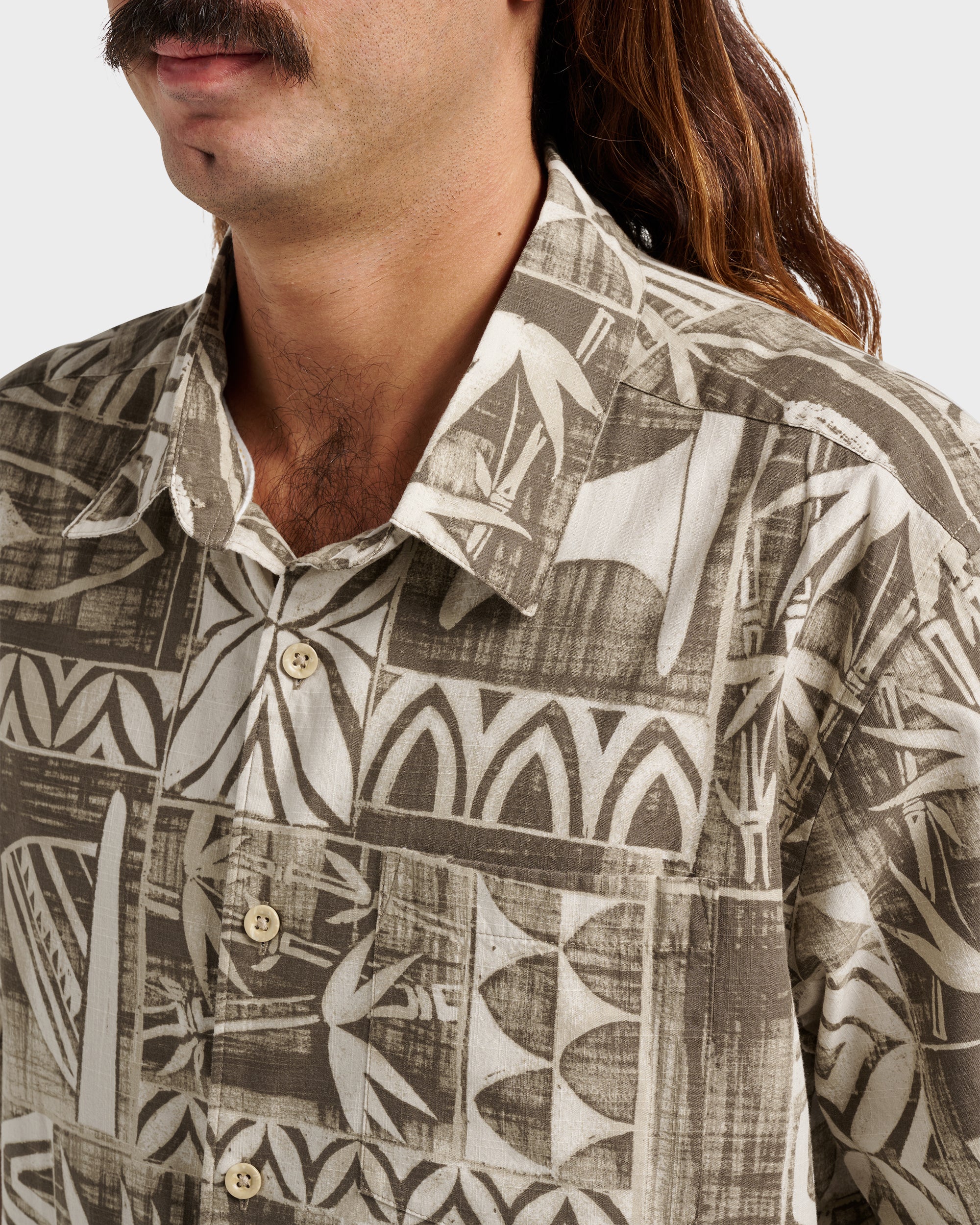 Waterman Talk Story Short Sleeve Shirt - Moonbeam - Image 4