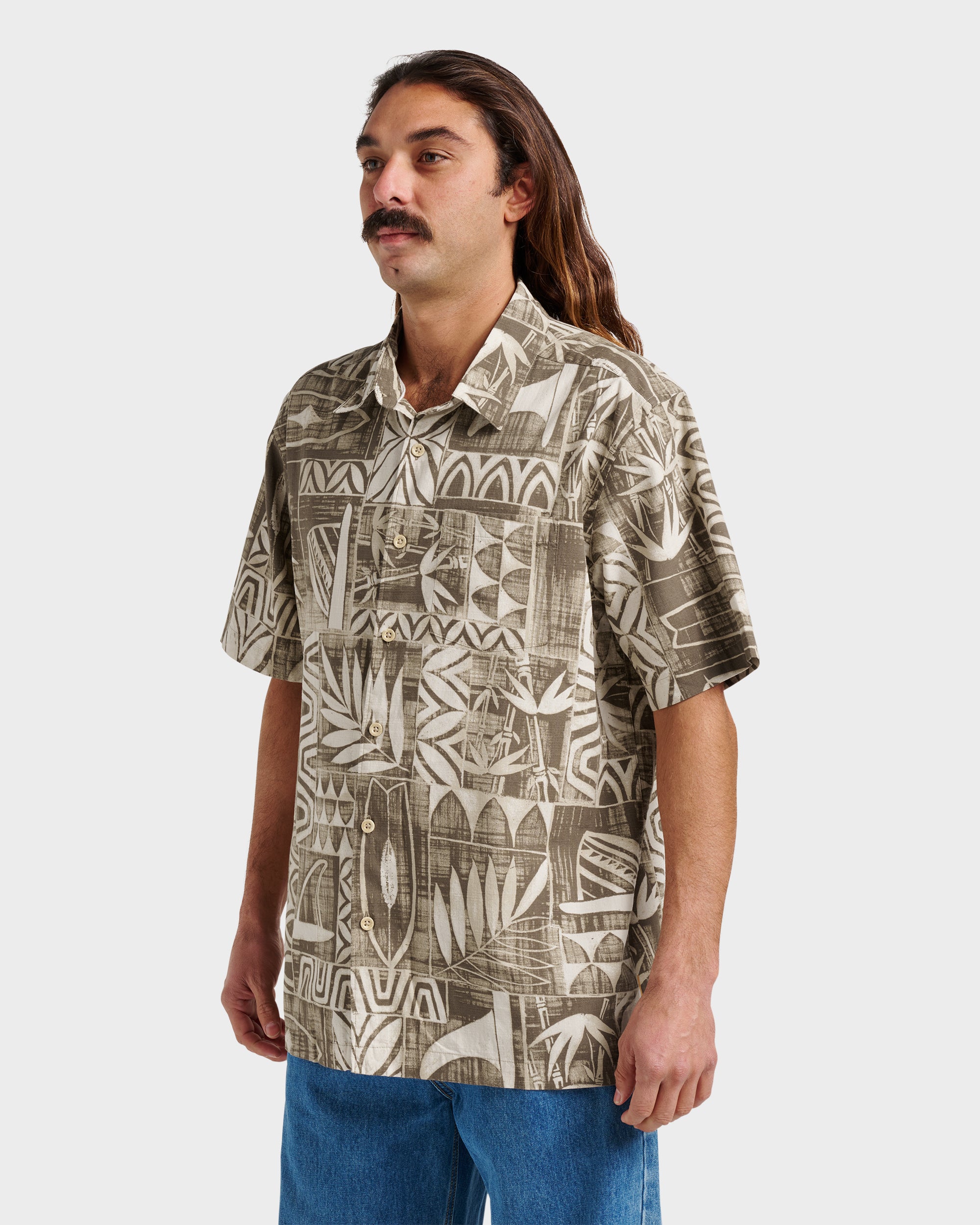Waterman Talk Story Short Sleeve Shirt - Moonbeam - Image 3