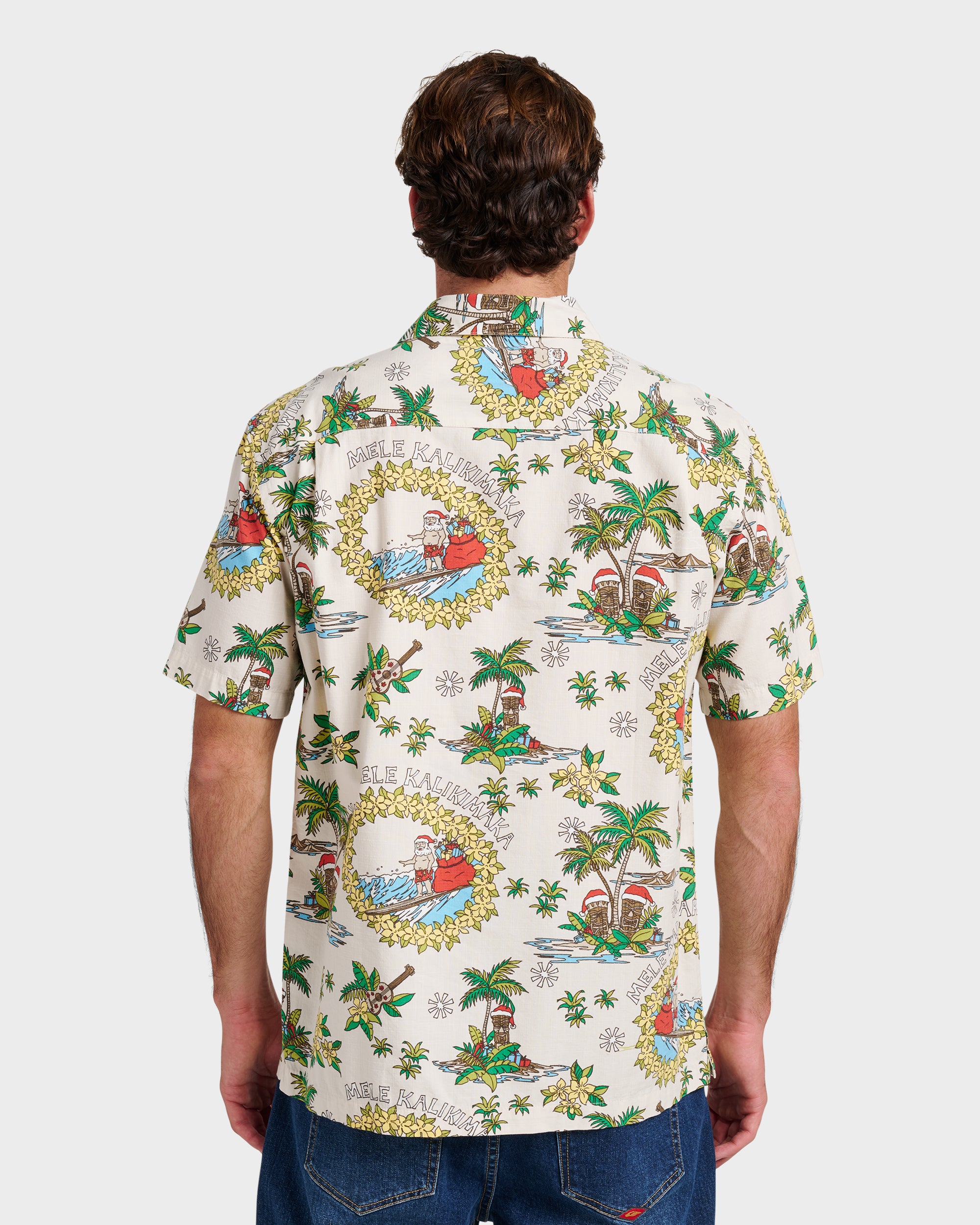 Waterman Surfing Santa Shirt - Moonbeam - Image 2