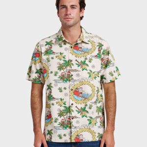 Waterman Surfing Santa Shirt - Moonbeam