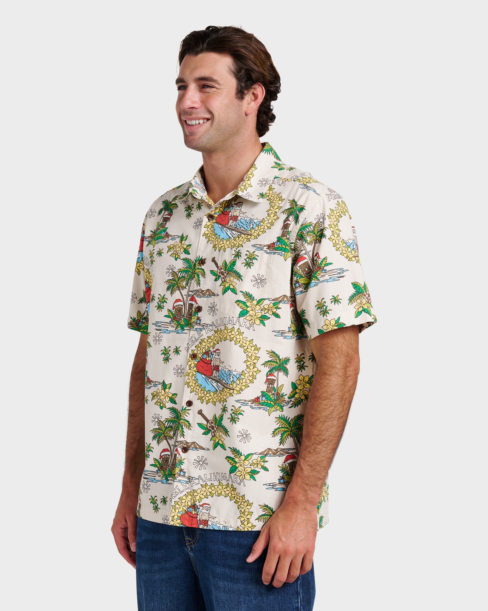 Waterman Surfing Santa Shirt - Moonbeam - Image 3