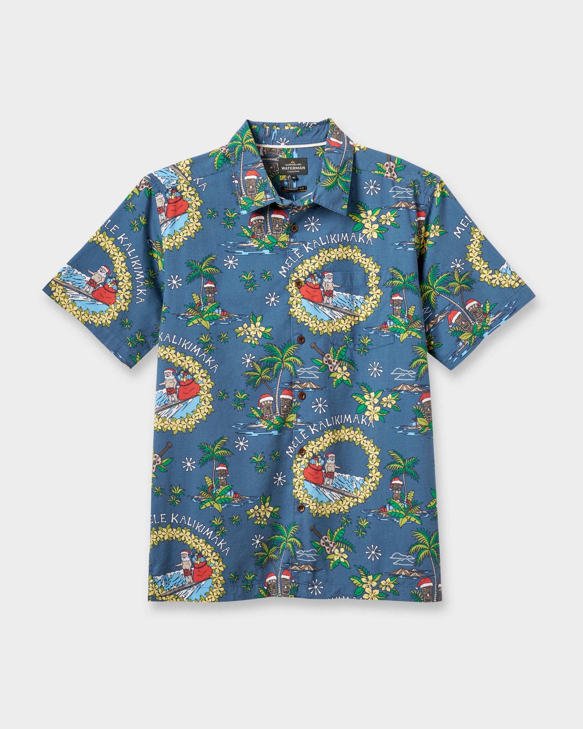 Waterman Surfing Santa Shirt - Real Teal - Image 5