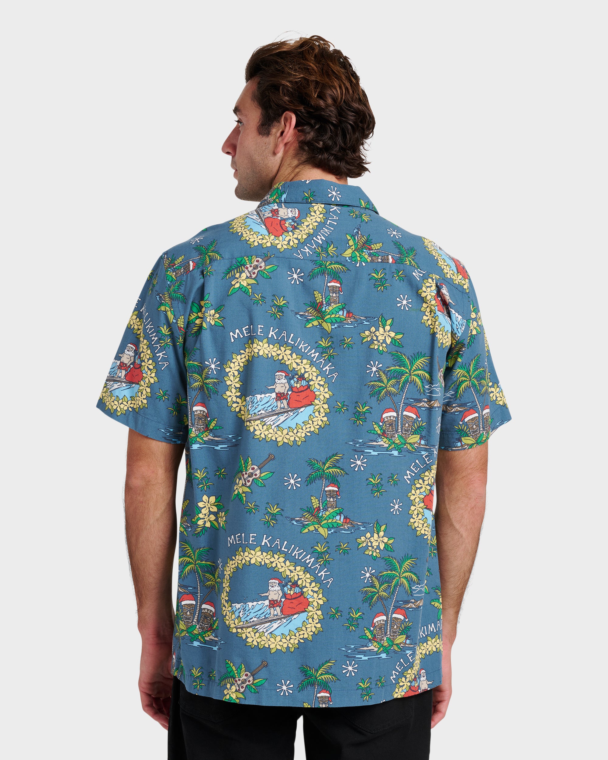 Waterman Surfing Santa Shirt - Real Teal - Image 2