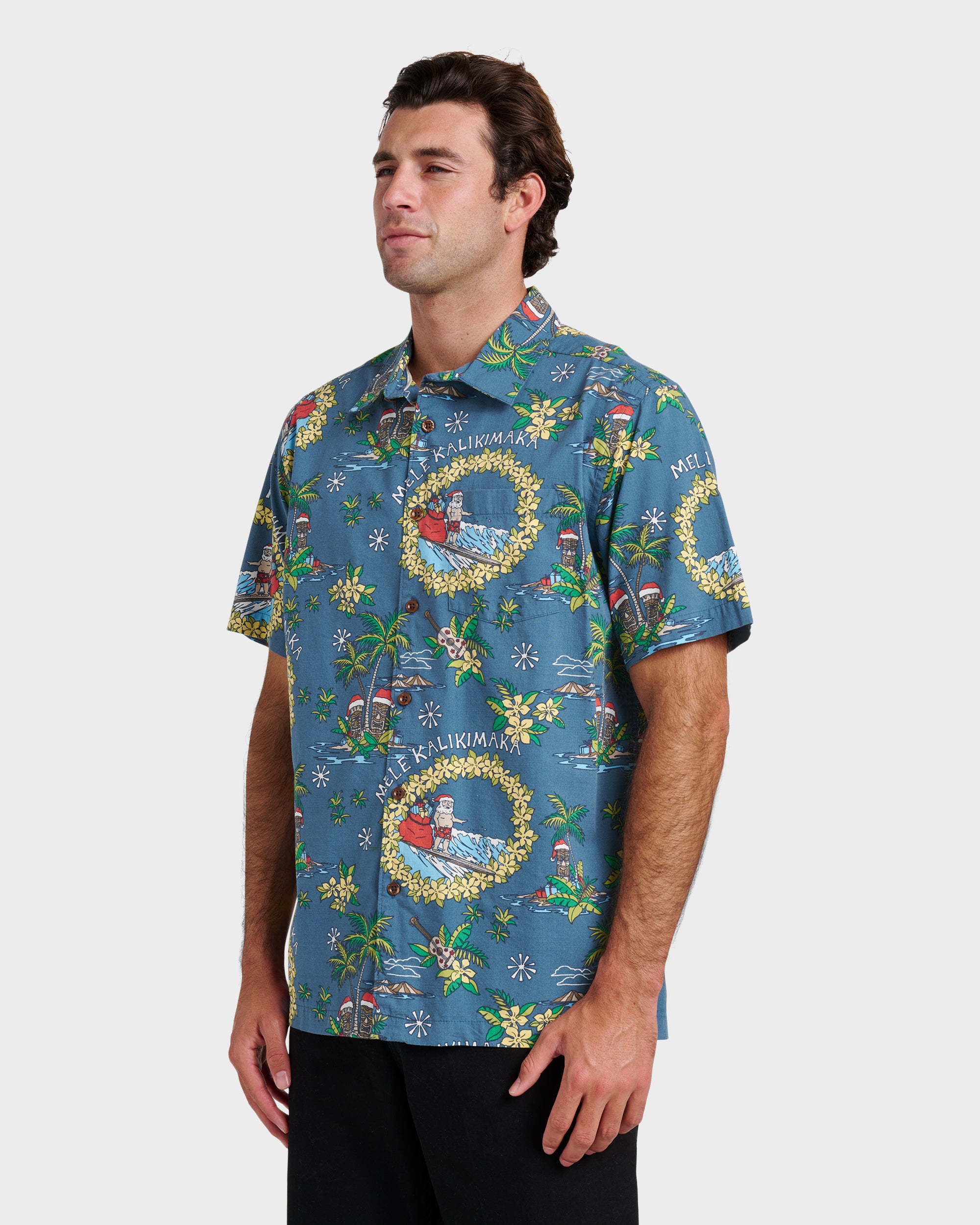 Waterman Surfing Santa Shirt - Real Teal - Image 3