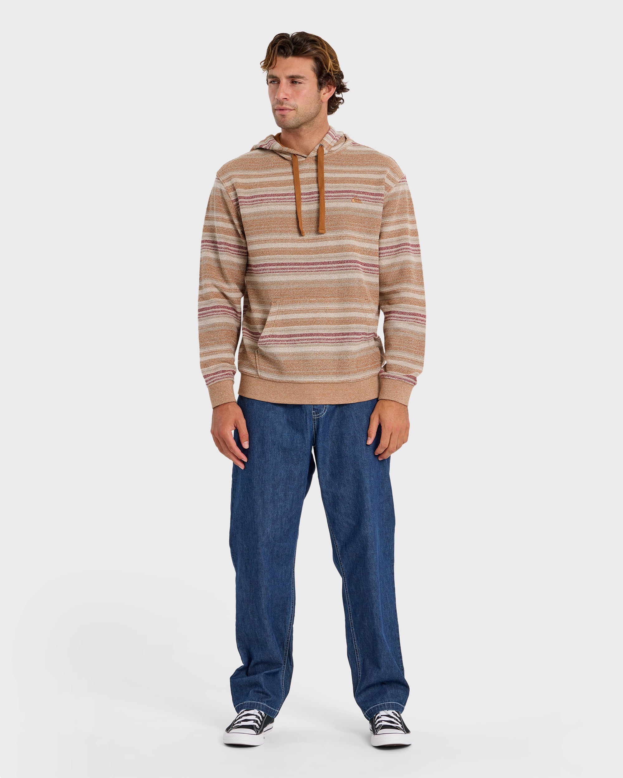 Great Otway Yarn-Dyed Stripe Pullover Hoodie - Bone White - Image 3
