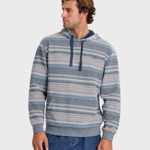 Great Otway Yarn-Dyed Stripe Pullover Hoodie - Dark Denim