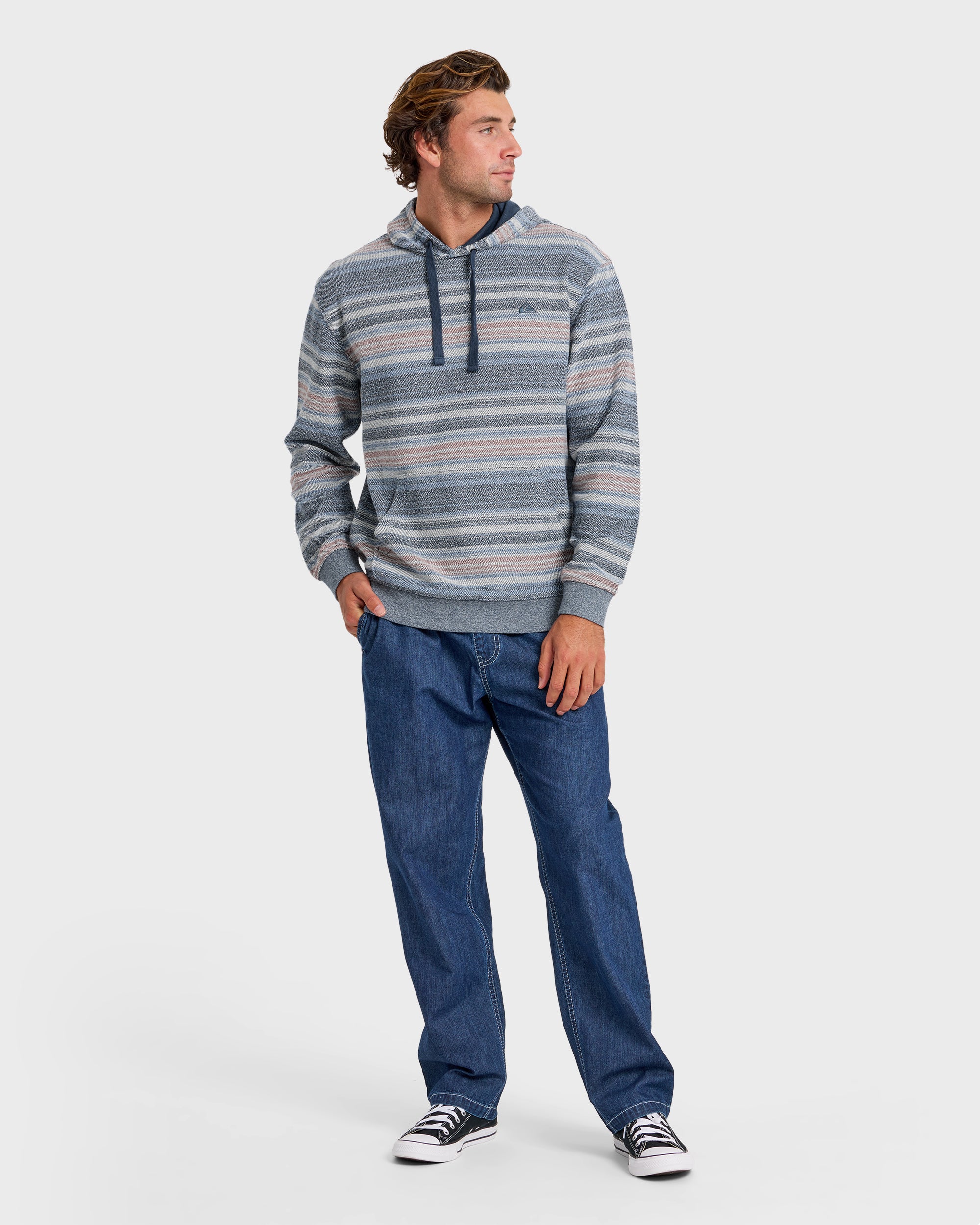 Great Otway Yarn-Dyed Stripe Pullover Hoodie - Dark Denim - Image 3