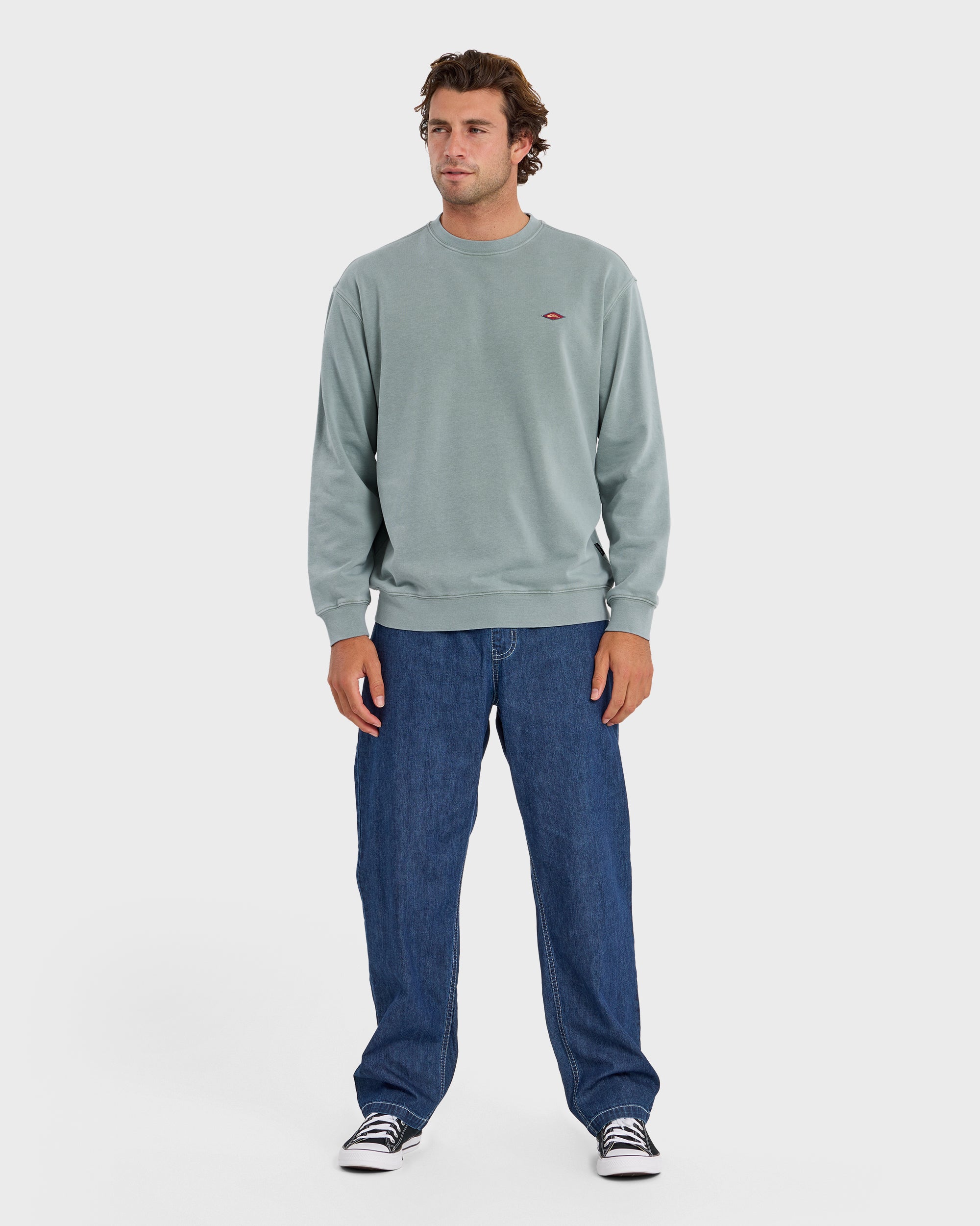 Saltwater Mineral Wash Crewneck Sweatshirt - Lily Pad - Image 3