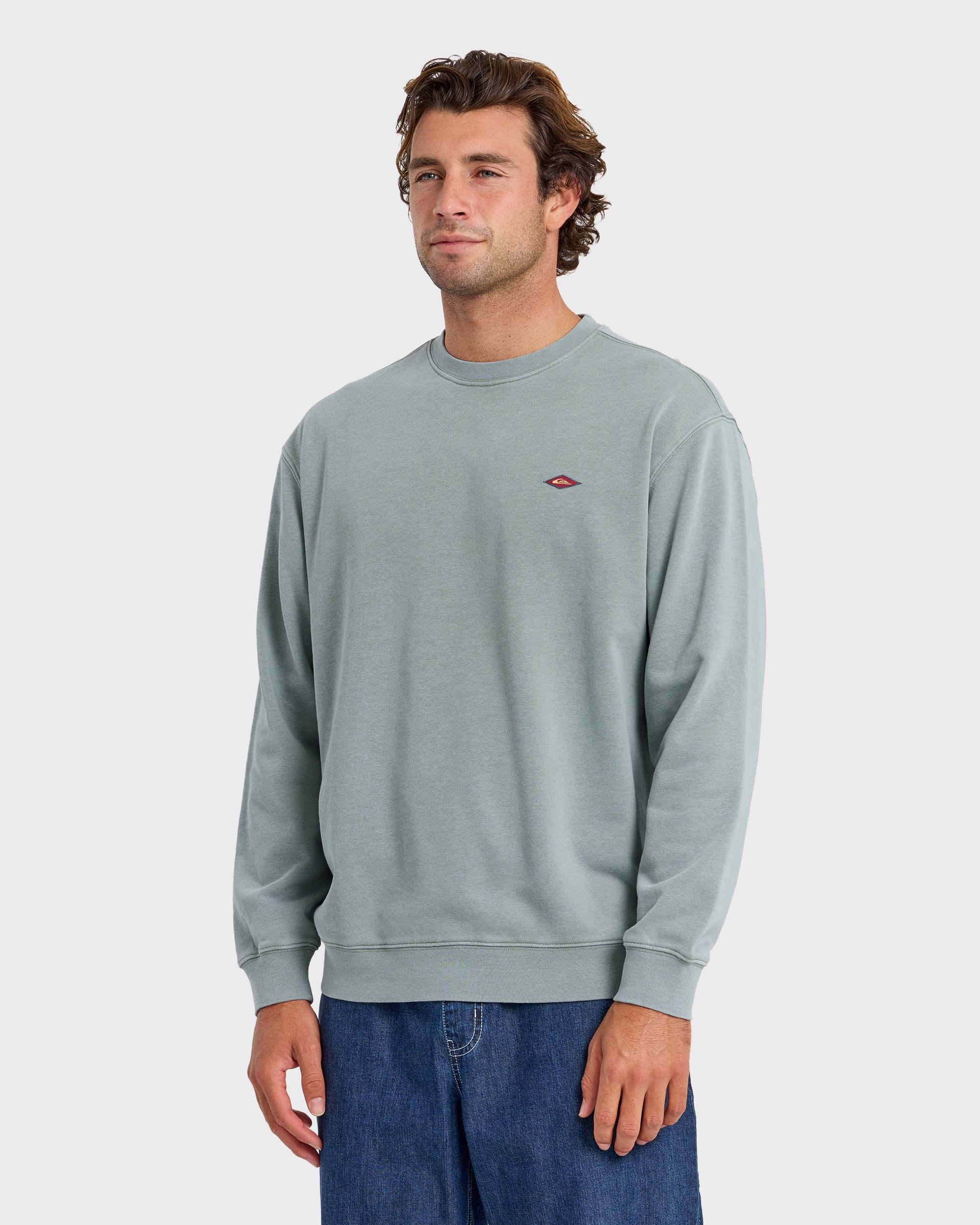 Saltwater Mineral Wash Crewneck Sweatshirt - Lily Pad - Image 4