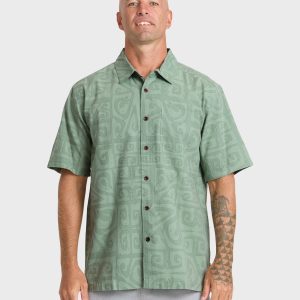 Waterman Tiki Beach Short Sleeve Shirt - Lily Pad