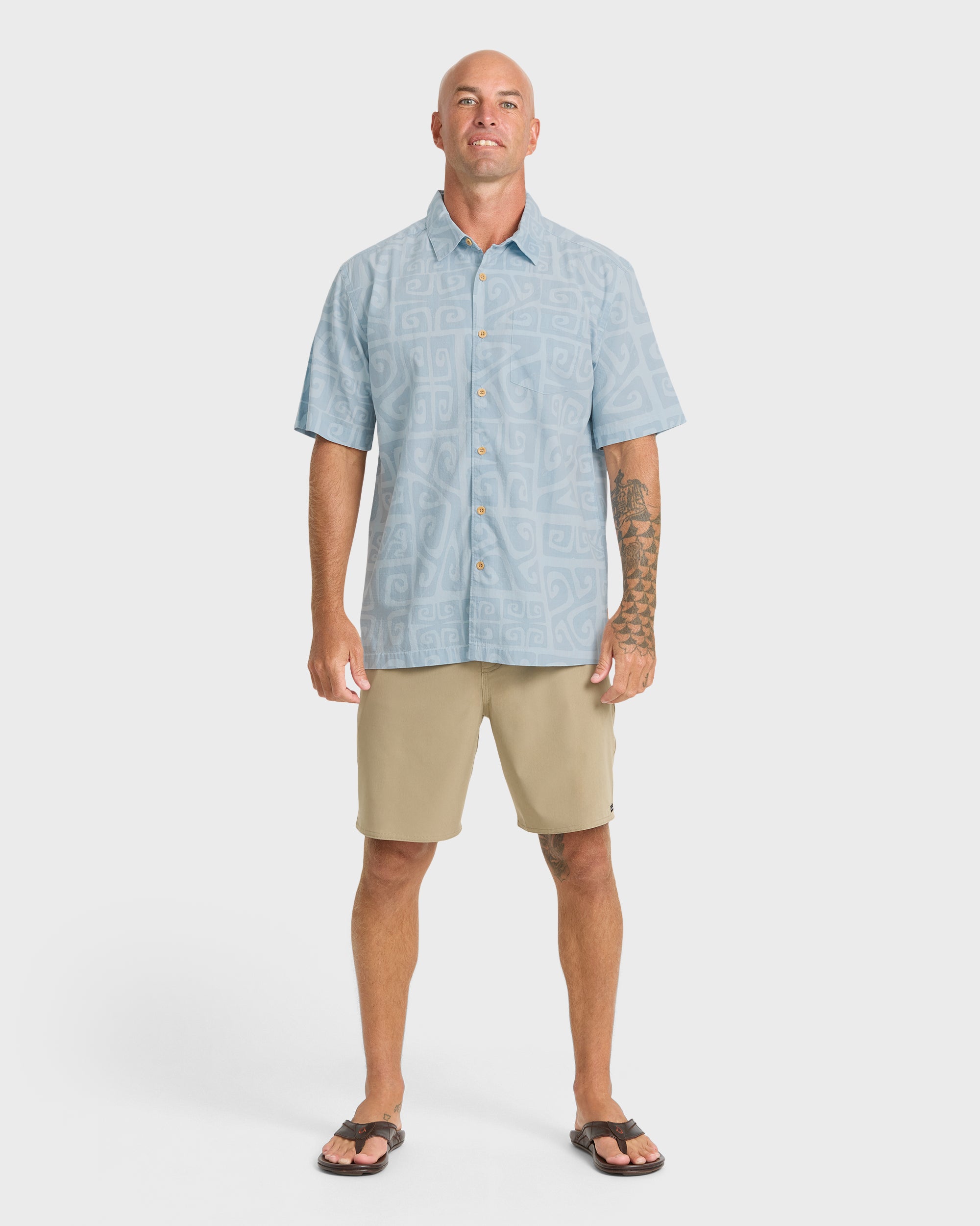 Waterman Tiki Beach Short Sleeve Shirt - Skyway - Image 3