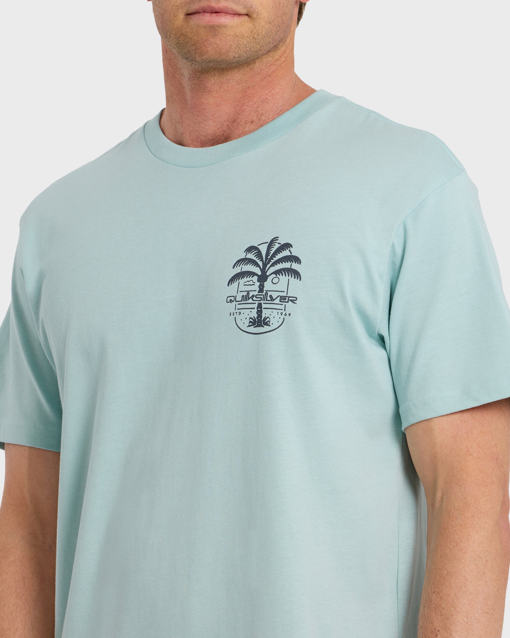 Uno Palm Short Sleeve T-Shirt - Blue Haze - Image 5