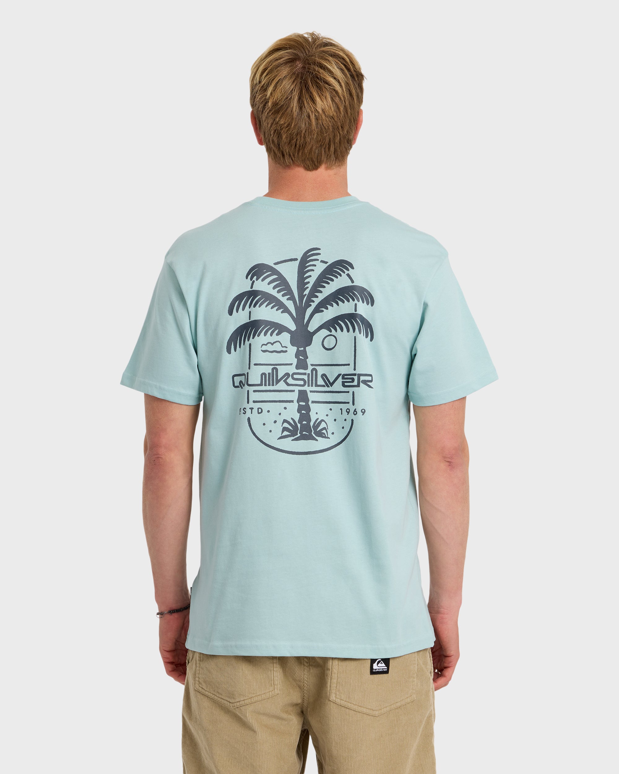 Uno Palm Short Sleeve T-Shirt - Blue Haze - Image 2