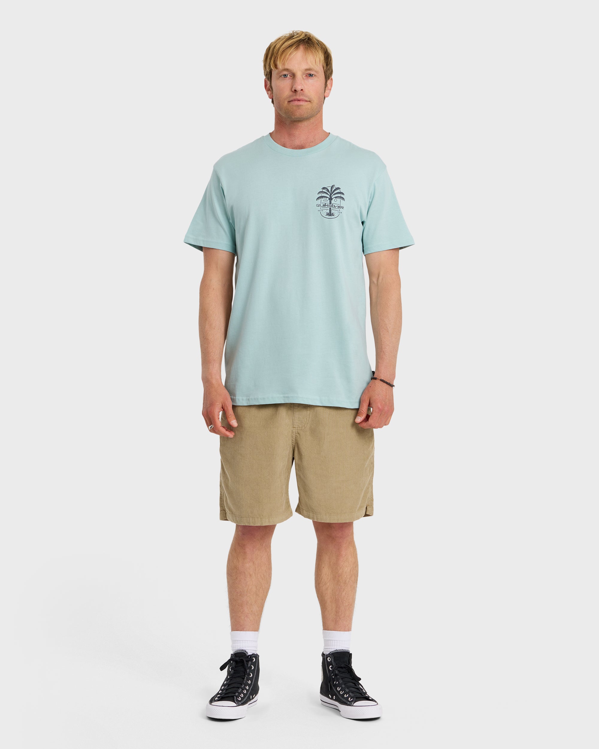 Uno Palm Short Sleeve T-Shirt - Blue Haze - Image 3