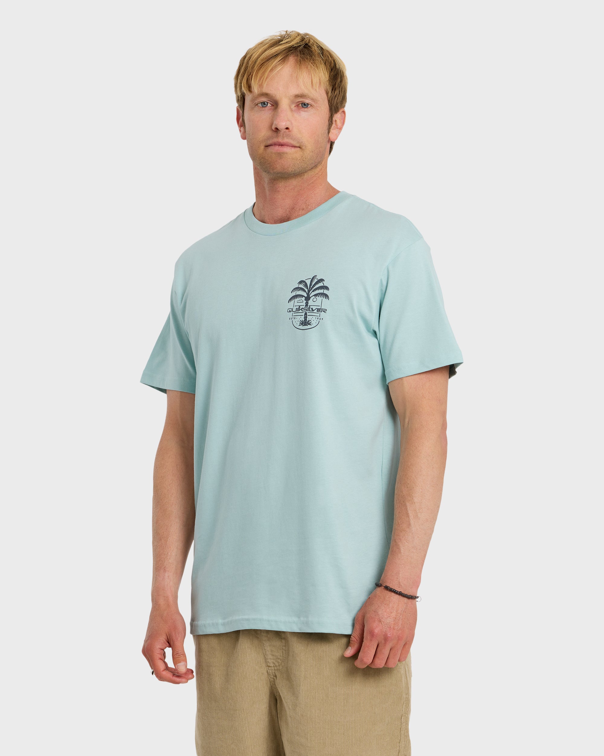 Uno Palm Short Sleeve T-Shirt - Blue Haze - Image 4