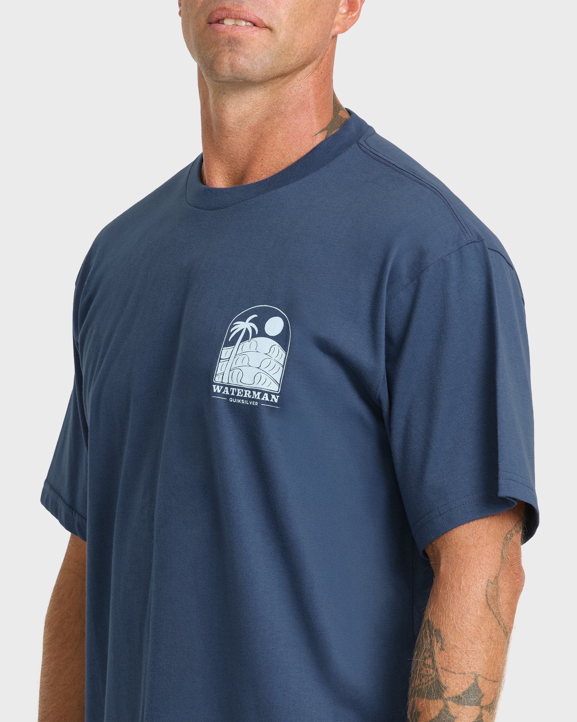 Waterman Out The Back Sueded T-Shirt - Dark Denim - Image 5