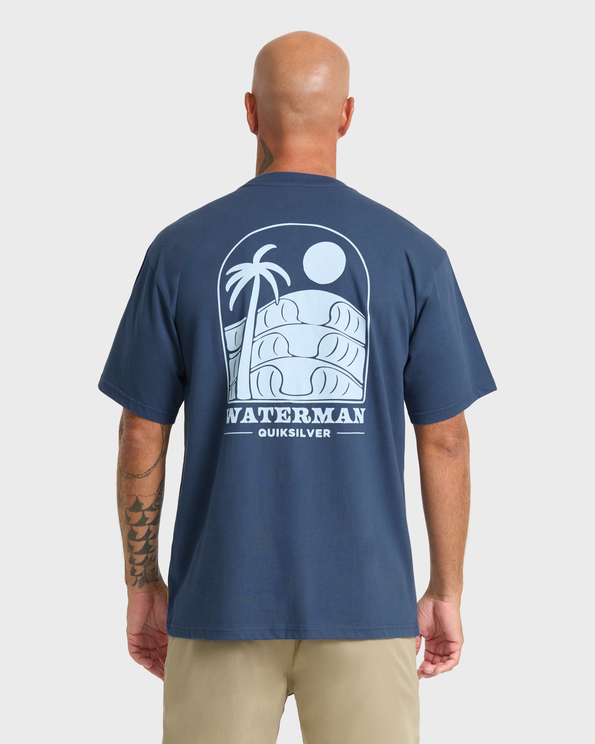 Waterman Out The Back Sueded T-Shirt - Dark Denim - Image 2