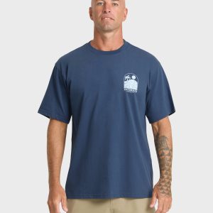 Waterman Out The Back Sueded T-Shirt - Dark Denim