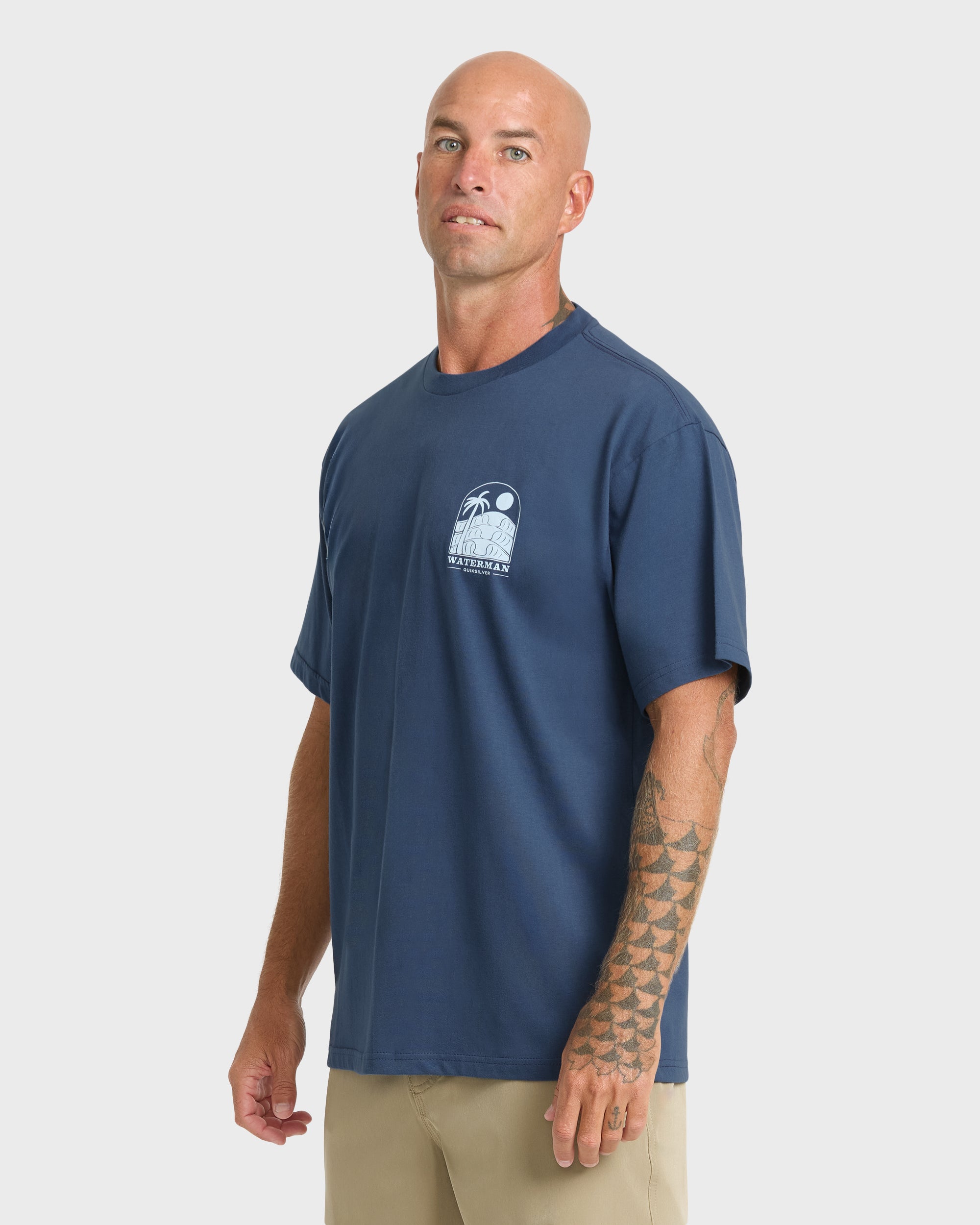 Waterman Out The Back Sueded T-Shirt - Dark Denim - Image 4