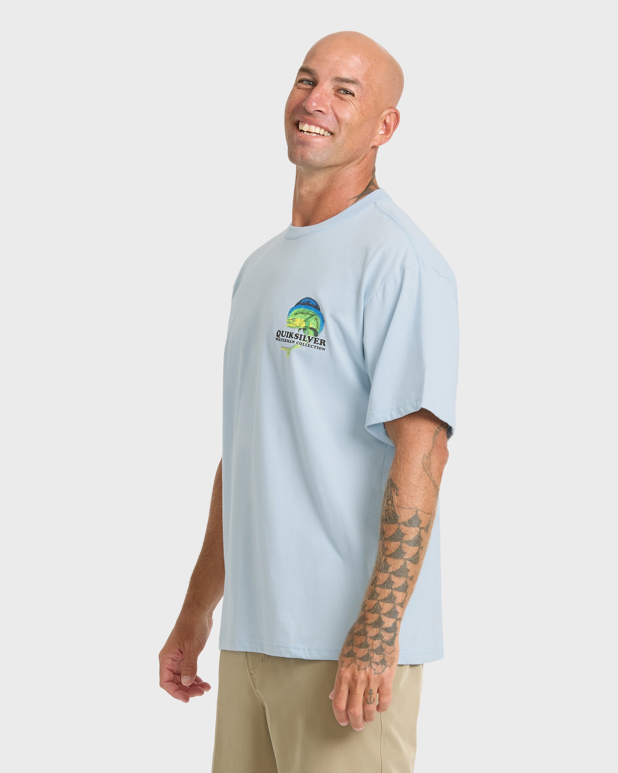 Waterman Big Bull Sueded Short Sleeve T-Shirt - Skyway - Image 4