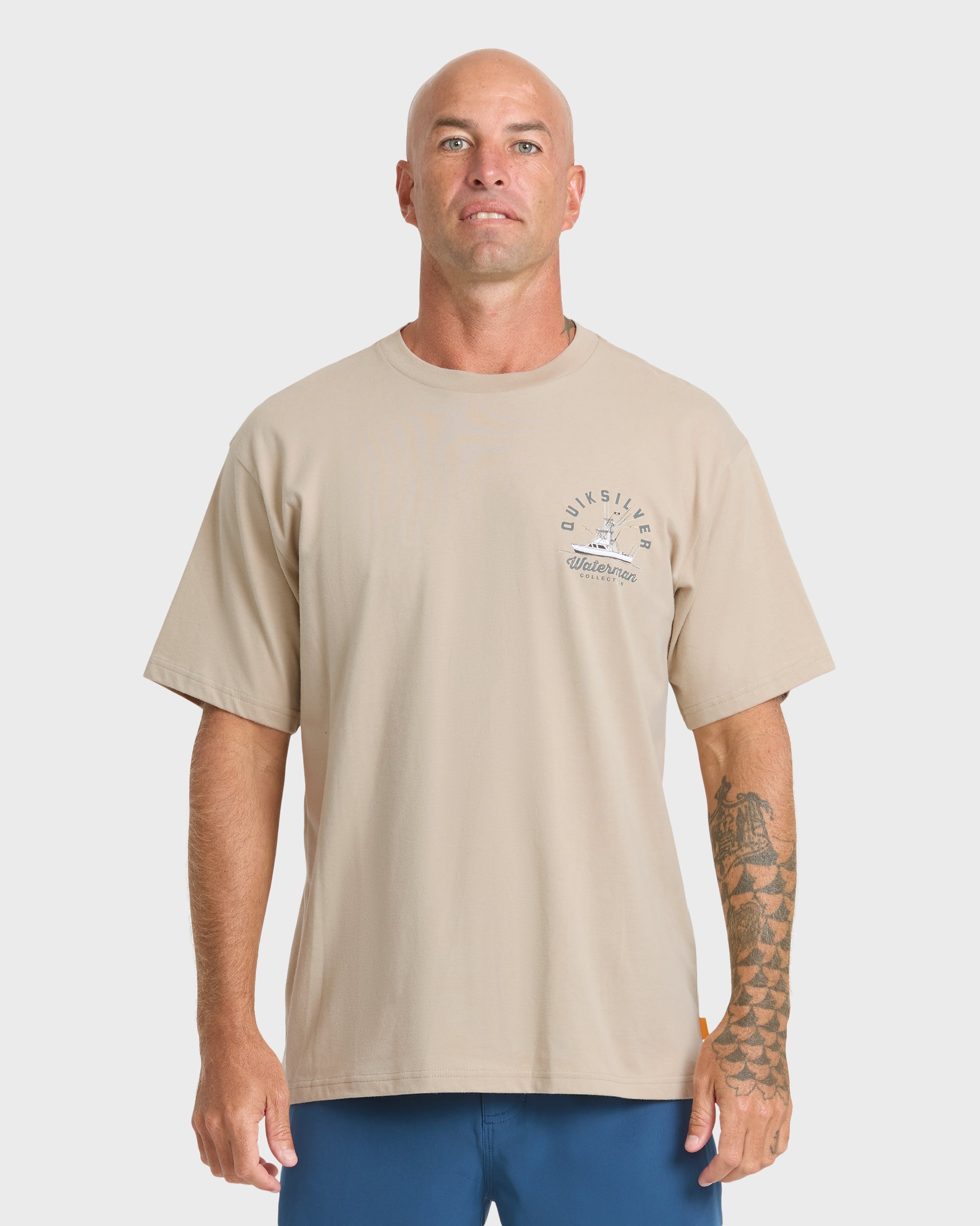 Waterman Early Morning Sueded Short Sleeve T-Shirt - Plaza Taupe - Image 3