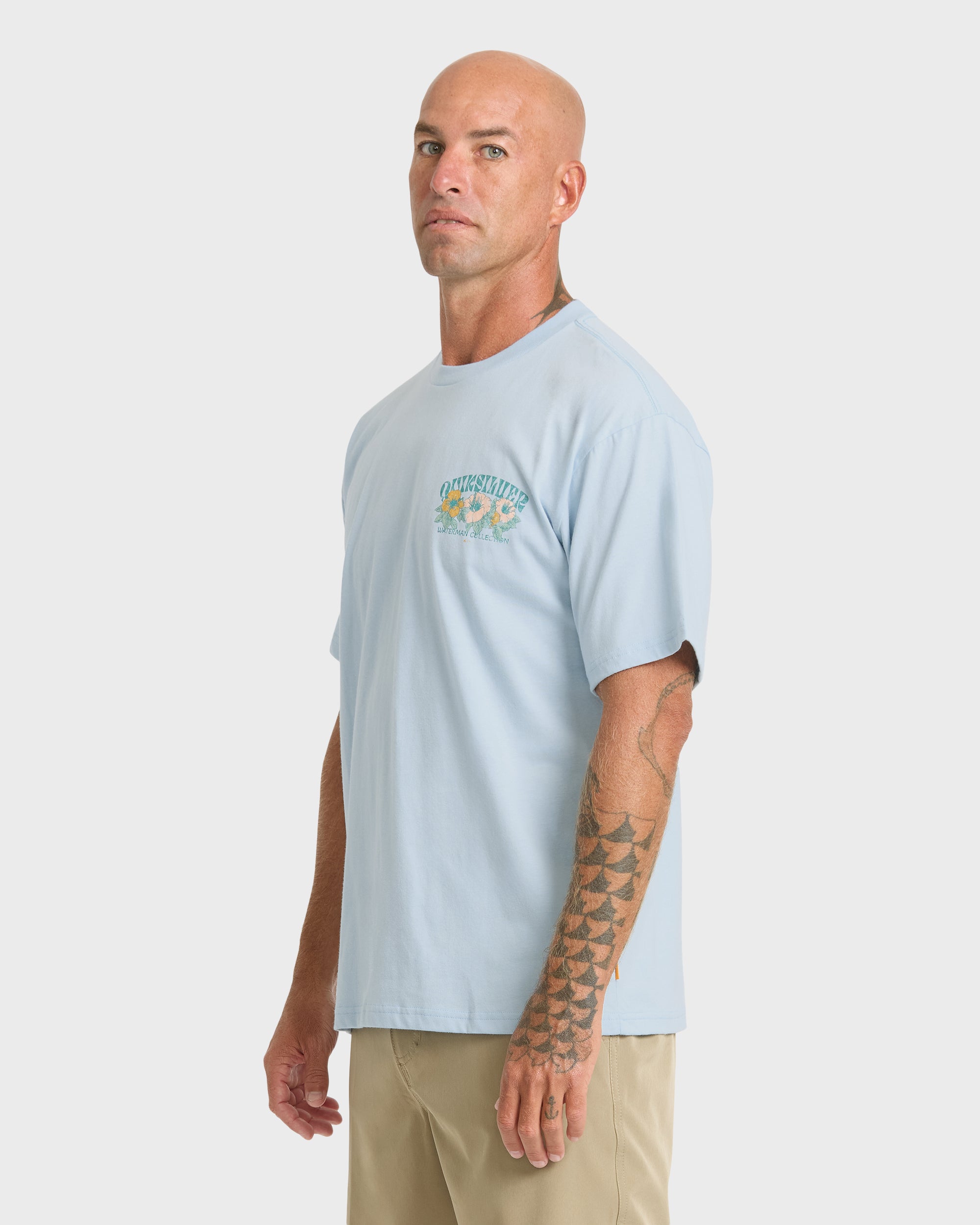 Waterman Las Flores Sueded Short Sleeve T-Shirt - Skyway - Image 4