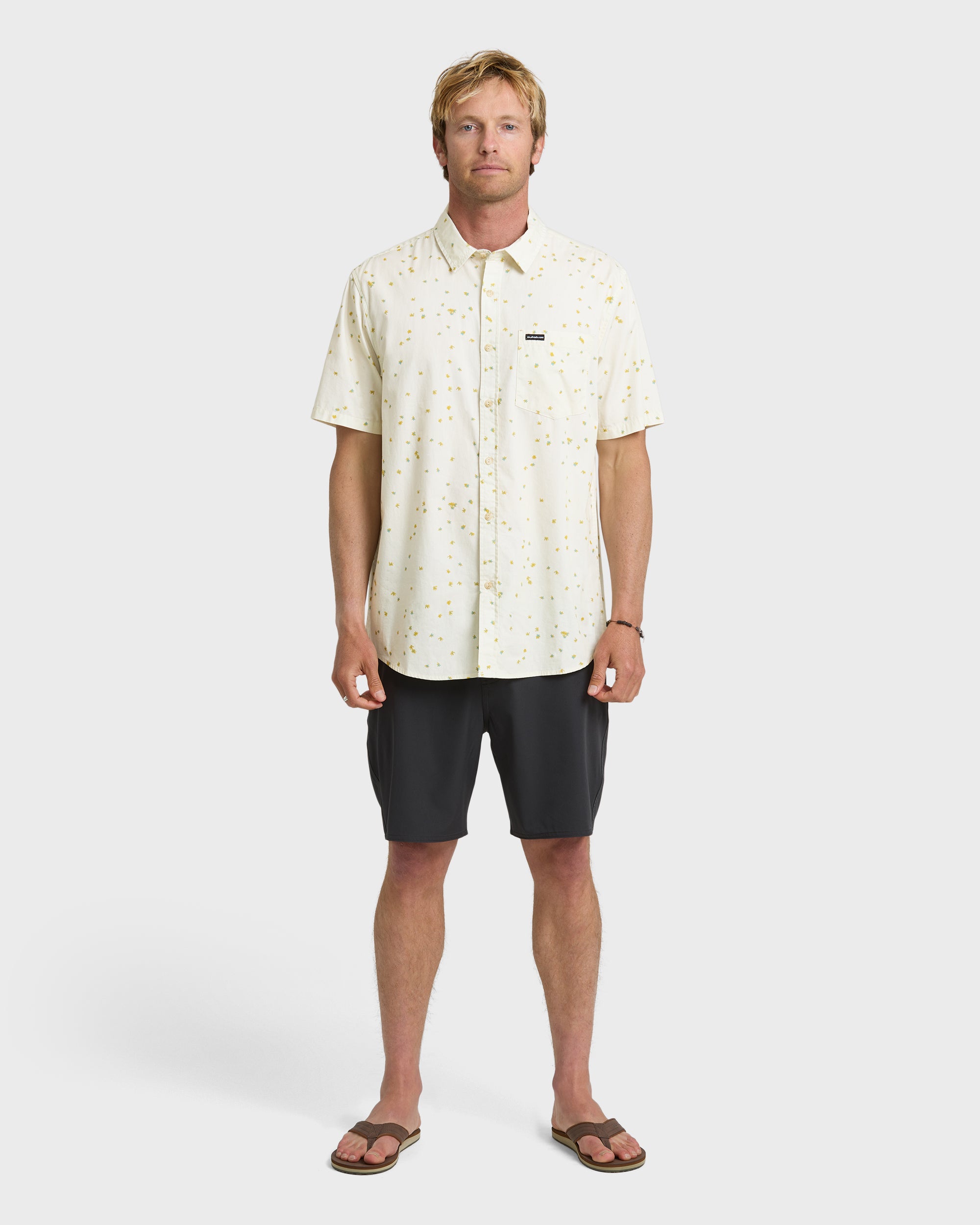 Ditsy Blossom Classic Short Sleeve Shirt - Bone White - Image 3