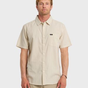 Dobby Stripe Classic Short Sleeve Shirt - Bone White