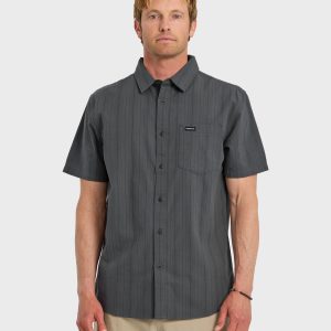 Dobby Stripe Classic Short Sleeve Shirt - Iron Gate