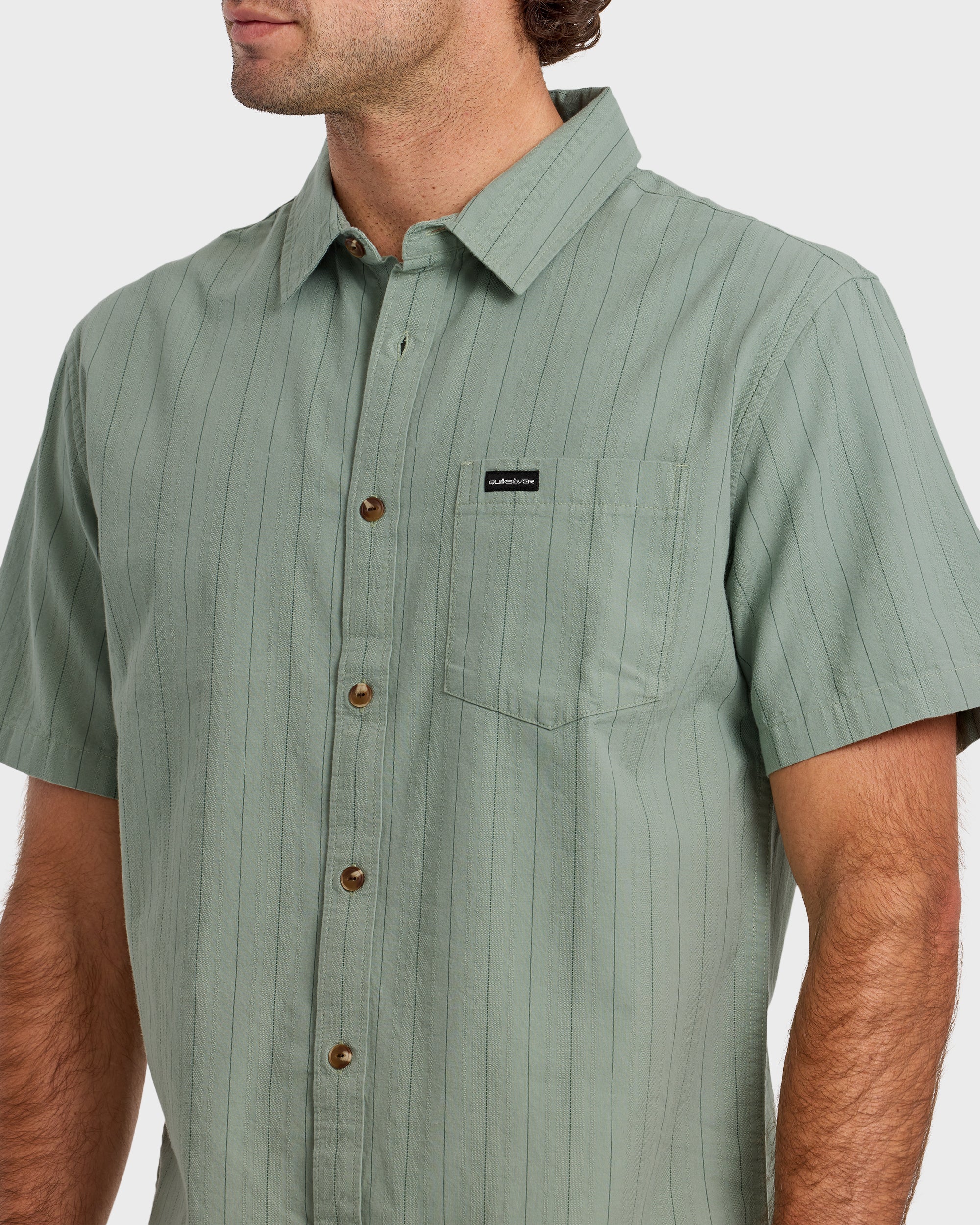Dobby Stripe Classic Short Sleeve Shirt - Lily Pad - Image 5