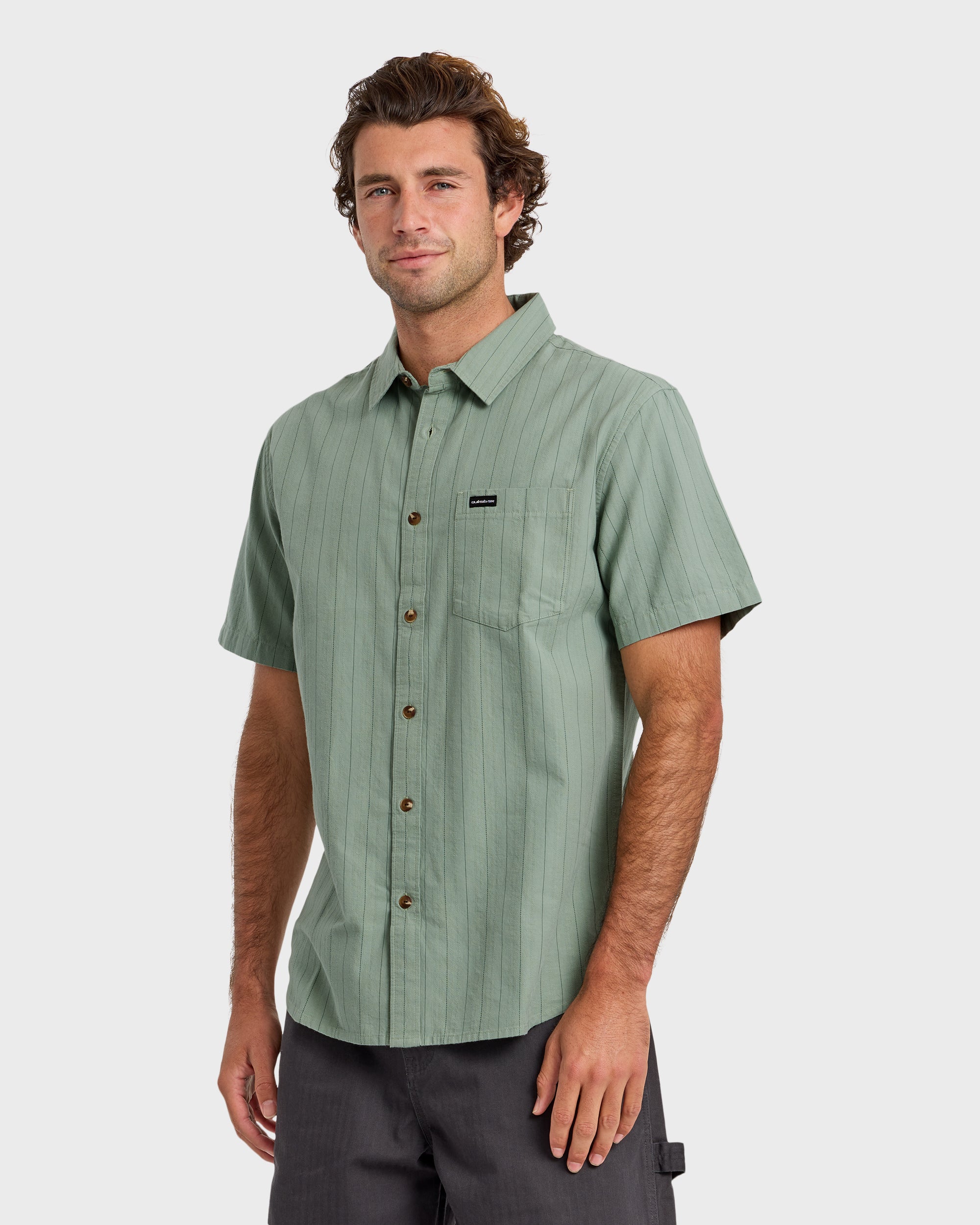 Dobby Stripe Classic Short Sleeve Shirt - Lily Pad - Image 4