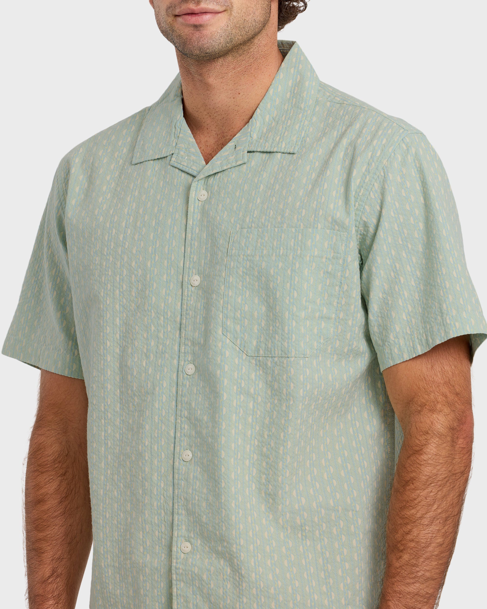 Horizons Casual Seersucker Short Sleeve Shirt - Blue Haze - Image 5